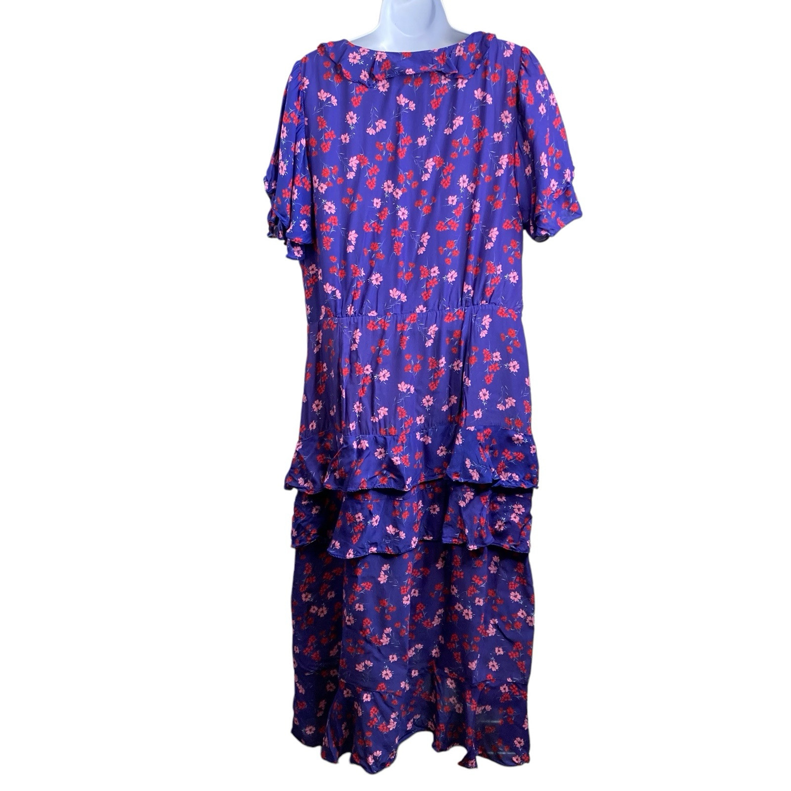 La Maison Talulah Blue Yearning Ruffle Midi Dress Size XL Cottagecore Boho