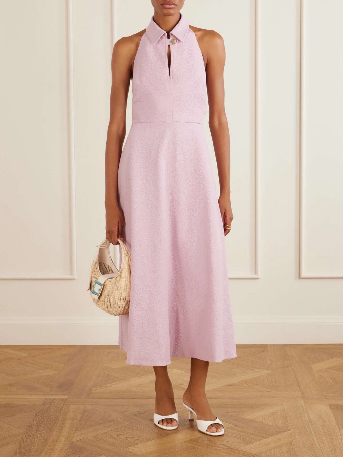 veronica beard Midi Dress Mackey Seersucker Halter $ 548 Size 2