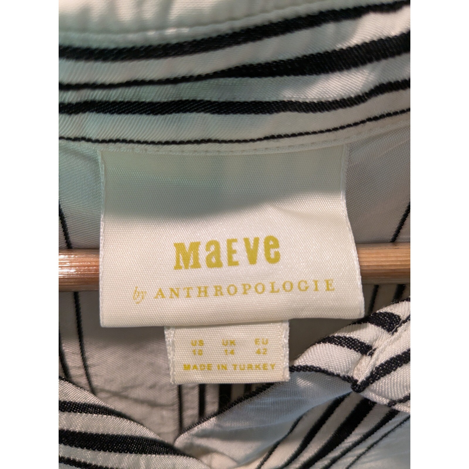 Maeve Anthropologie Ester Striped Midi Dress Sleeveless Button Front Casual 10