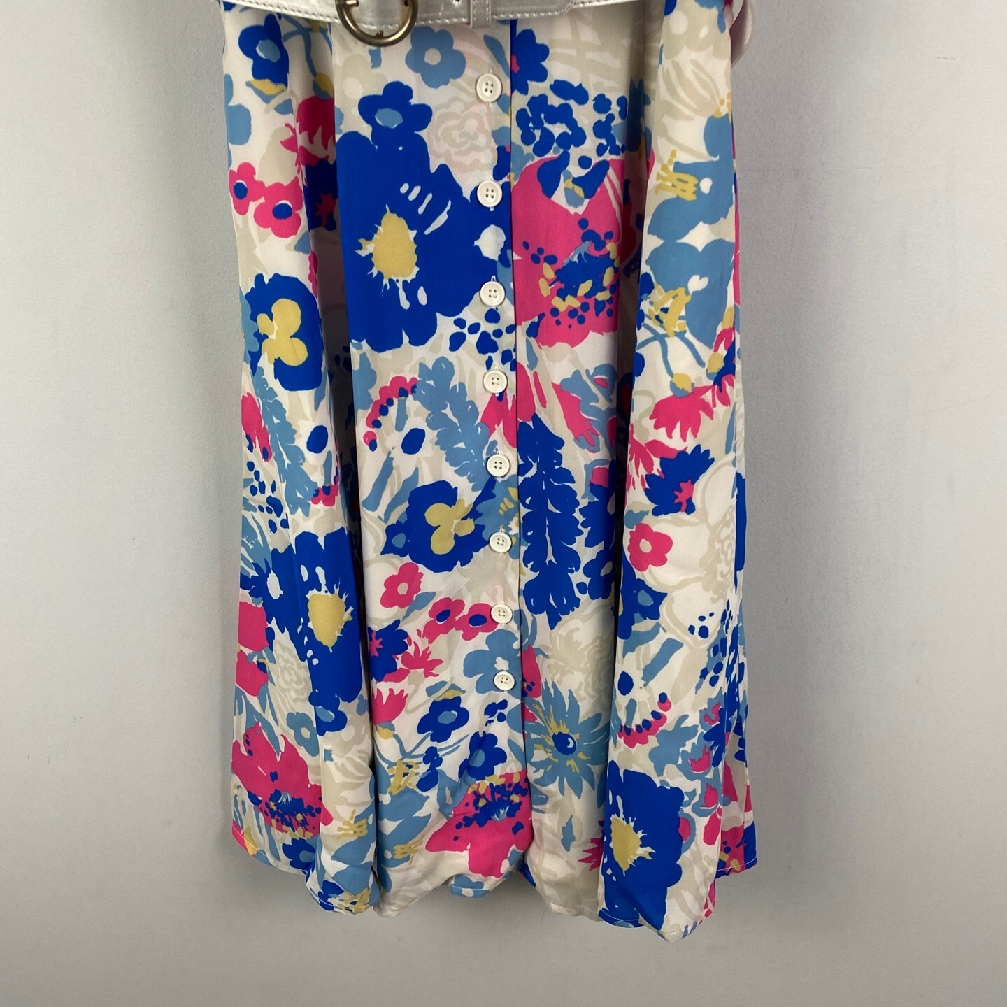 Modcloth Exciting Find Shirt Dress Size Small Belted Blue Pink Floral Button