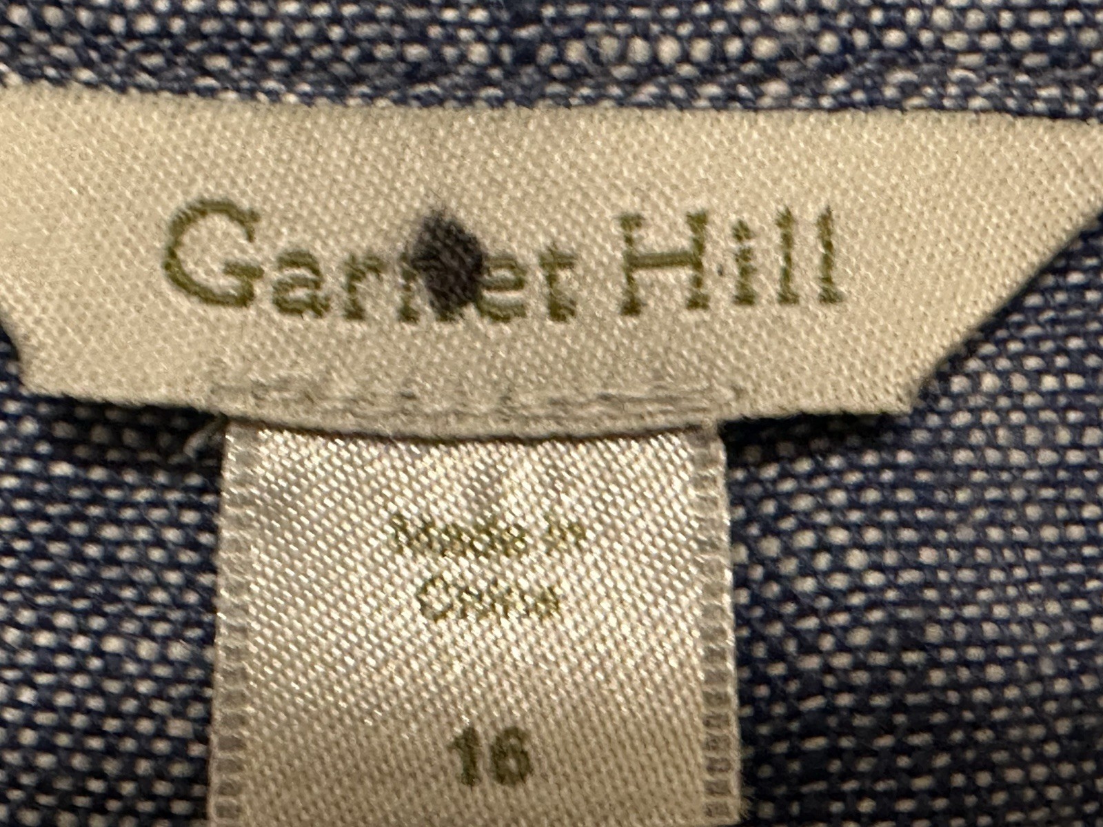 Garnet Hill 100% Linen Henley Pullover Dress Chambray Blue Roll Tab Sleeve sz 16