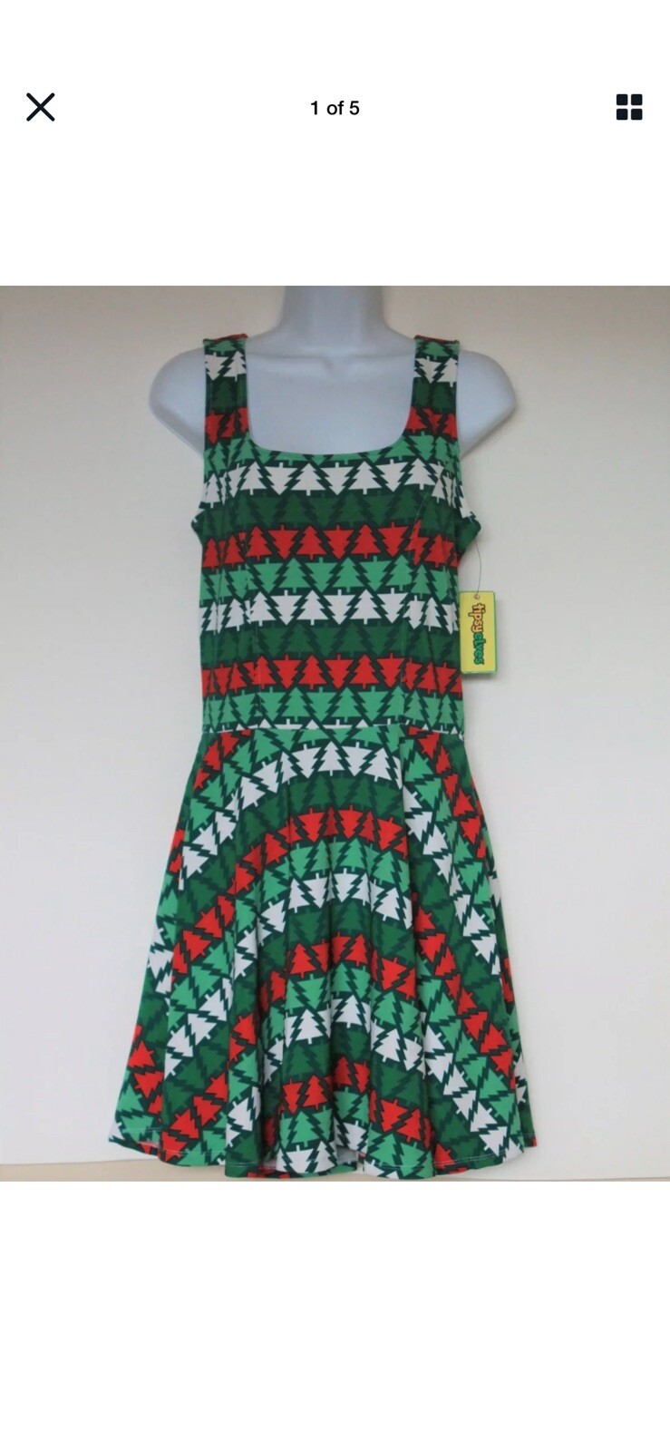Tipsy Elves Christmas Holiday Red And Green Pine Tree Princess Dress S Small