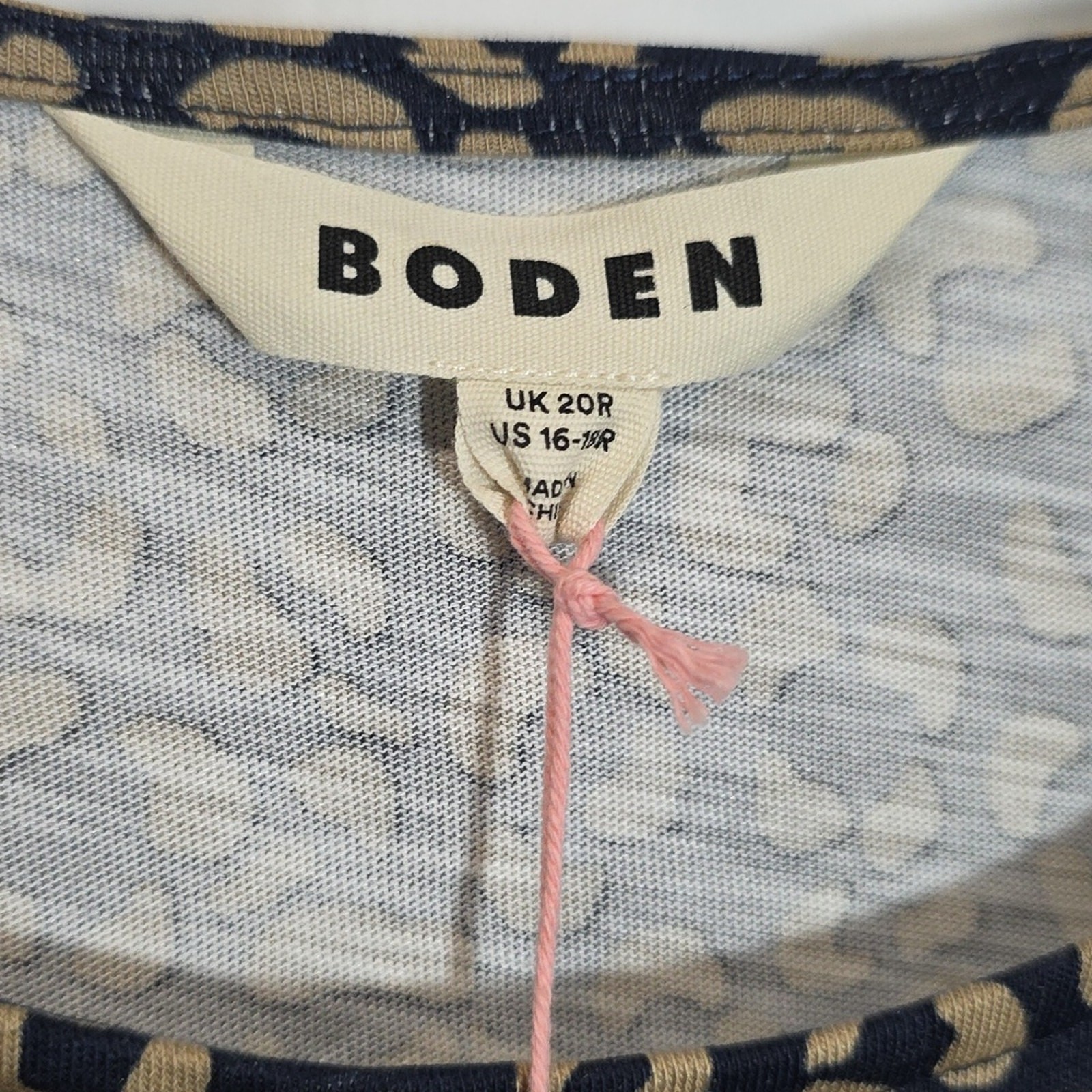 Boden Navy and Beige Patterned Dress Size 16R