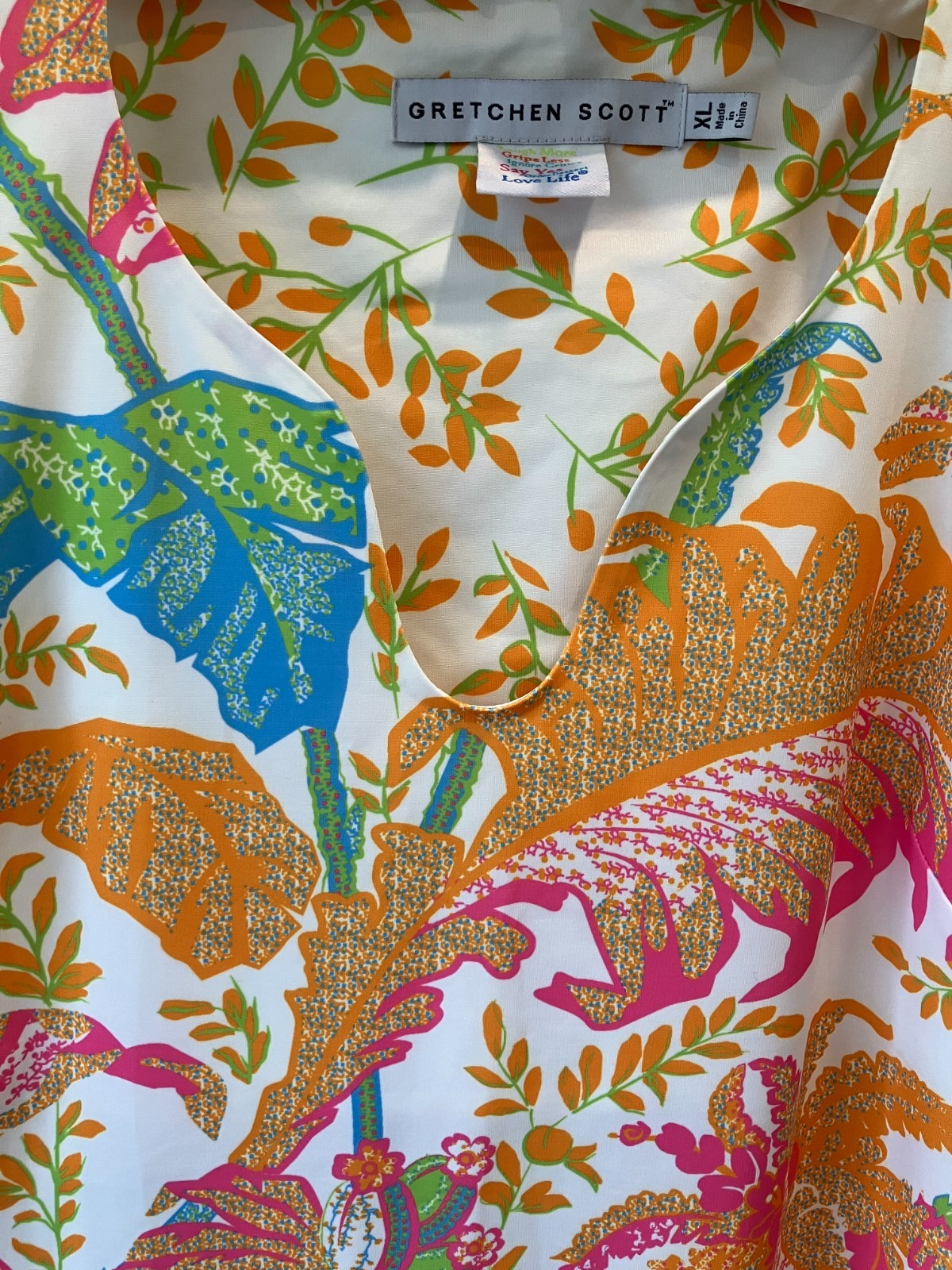 Gretchen Scott Sleveless DRESS White with Bright Color, Resort, Preppy size XL