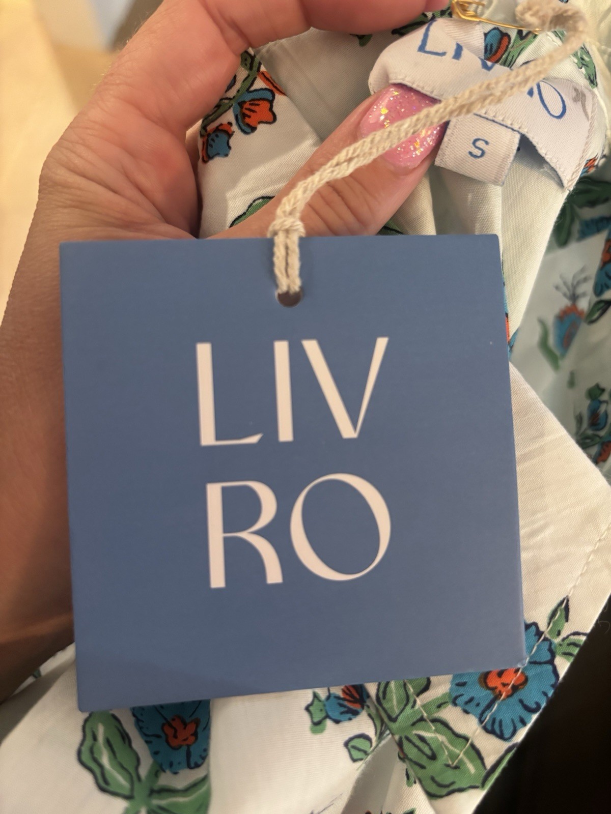 LIVRO Gibbons Dress Small Beach Sprigs NWT Maxi Shirt Dress Pockets Button