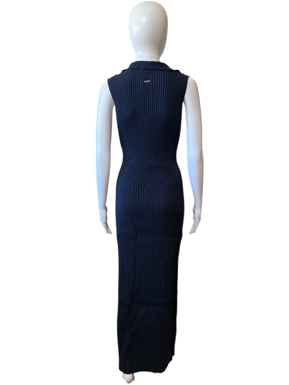 The Normal Brand Marin Collared Dress Navy Ribbed Sleeveless Maxi XS