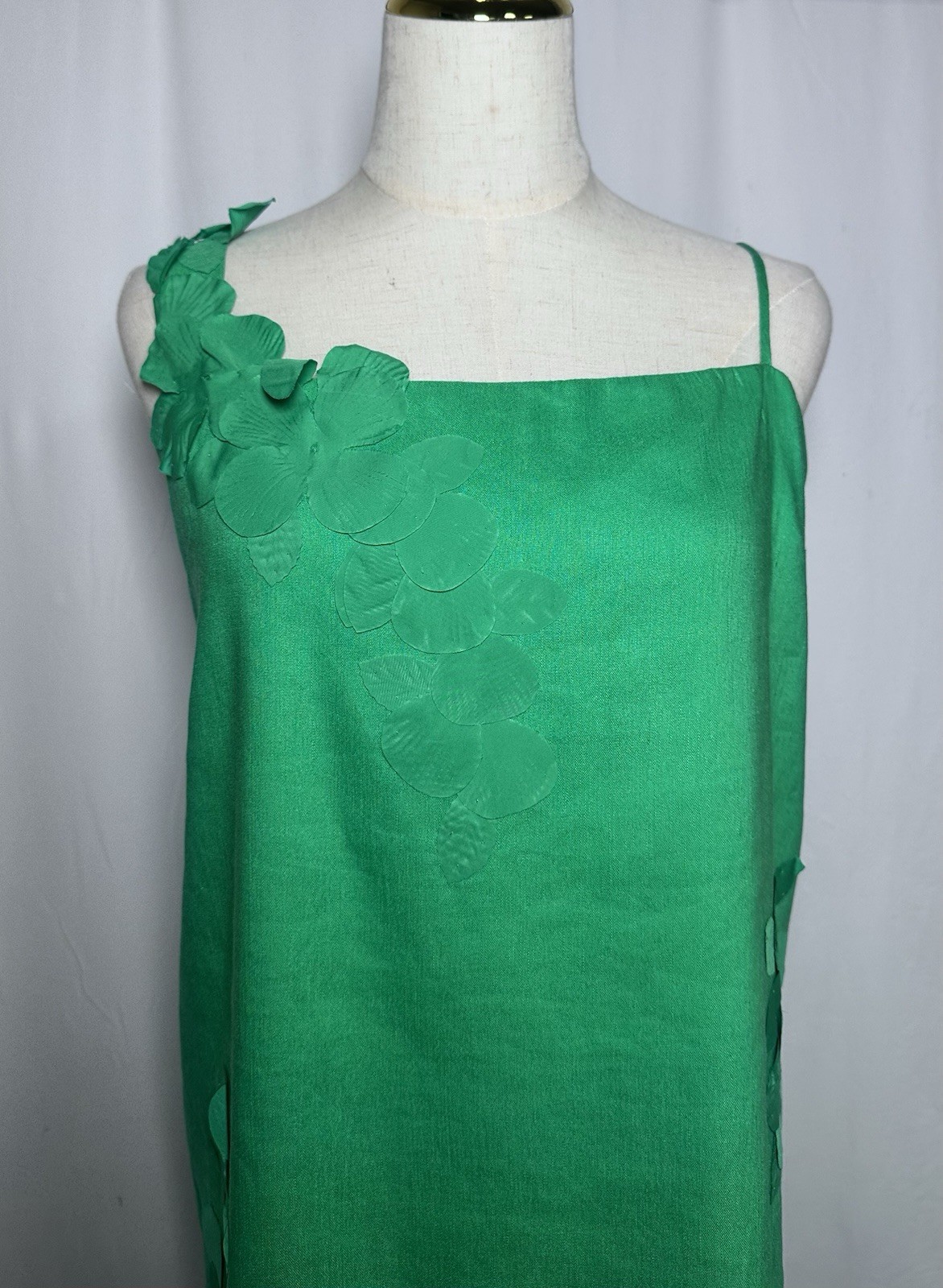 Antonio Melani Mini Dress Shift 18 Sleeveless Linen Blend Green Pockets $199