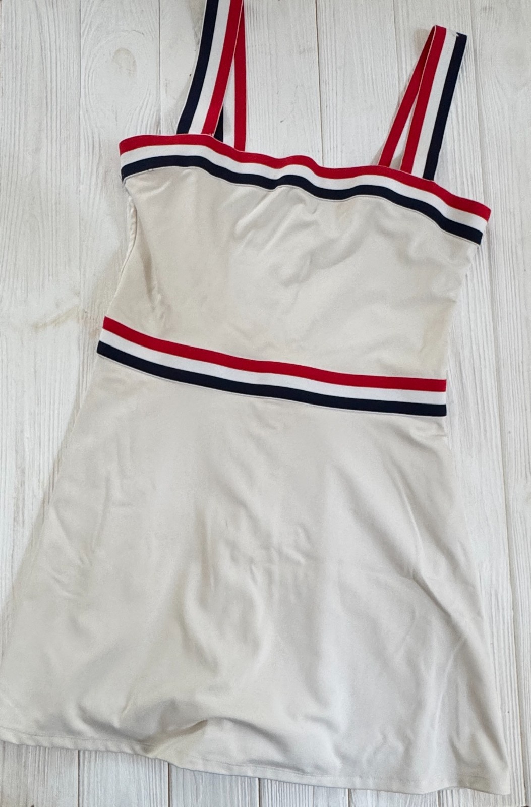 Reformation EcoMove Tennis Sport Dress L Excellent Sundress Red White Blue
