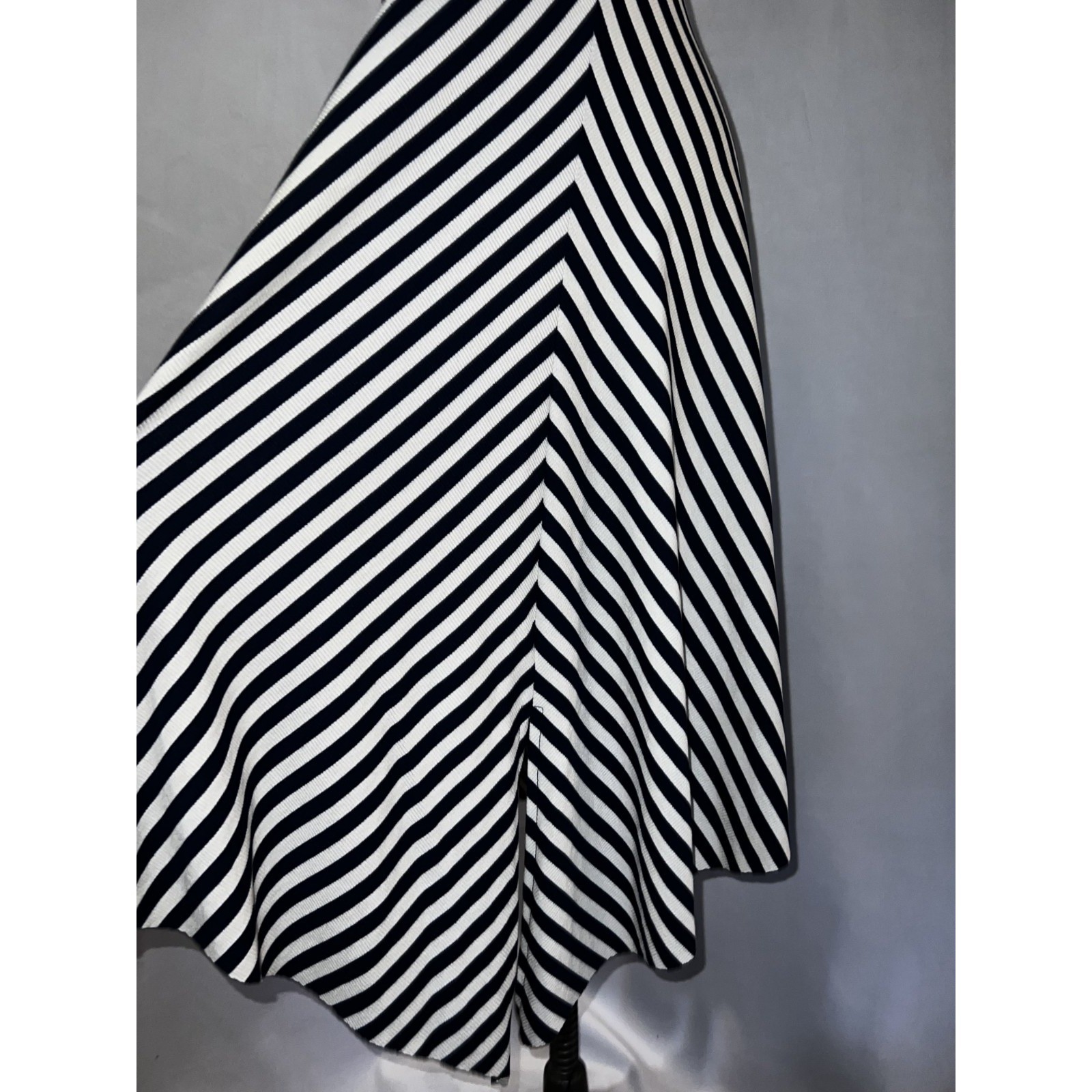 Soft Surroundings Navy White Striped Ribbed Vivianna Asymmetric Dress Size XS
