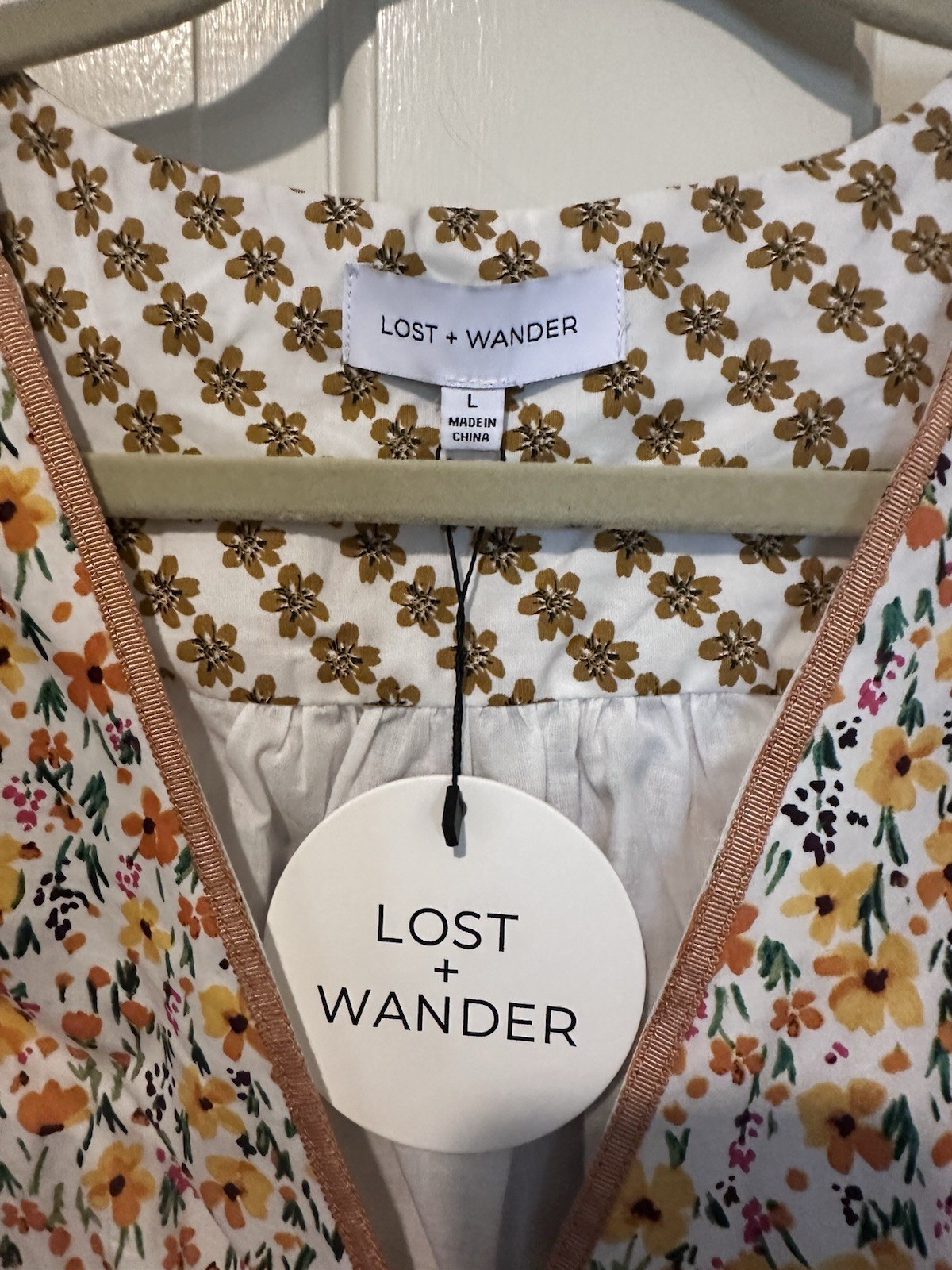 Lost + Wander Spring Sunrise summer midi floral dress Large NWT