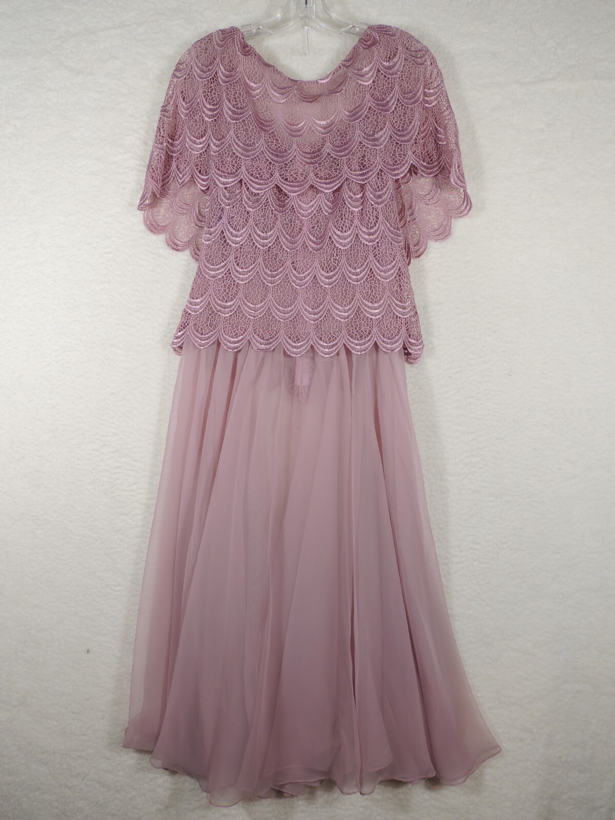 Lee Jordan Muave Lace Summer Casual Wrap dress sz 12 Large cocktail Party Bridal