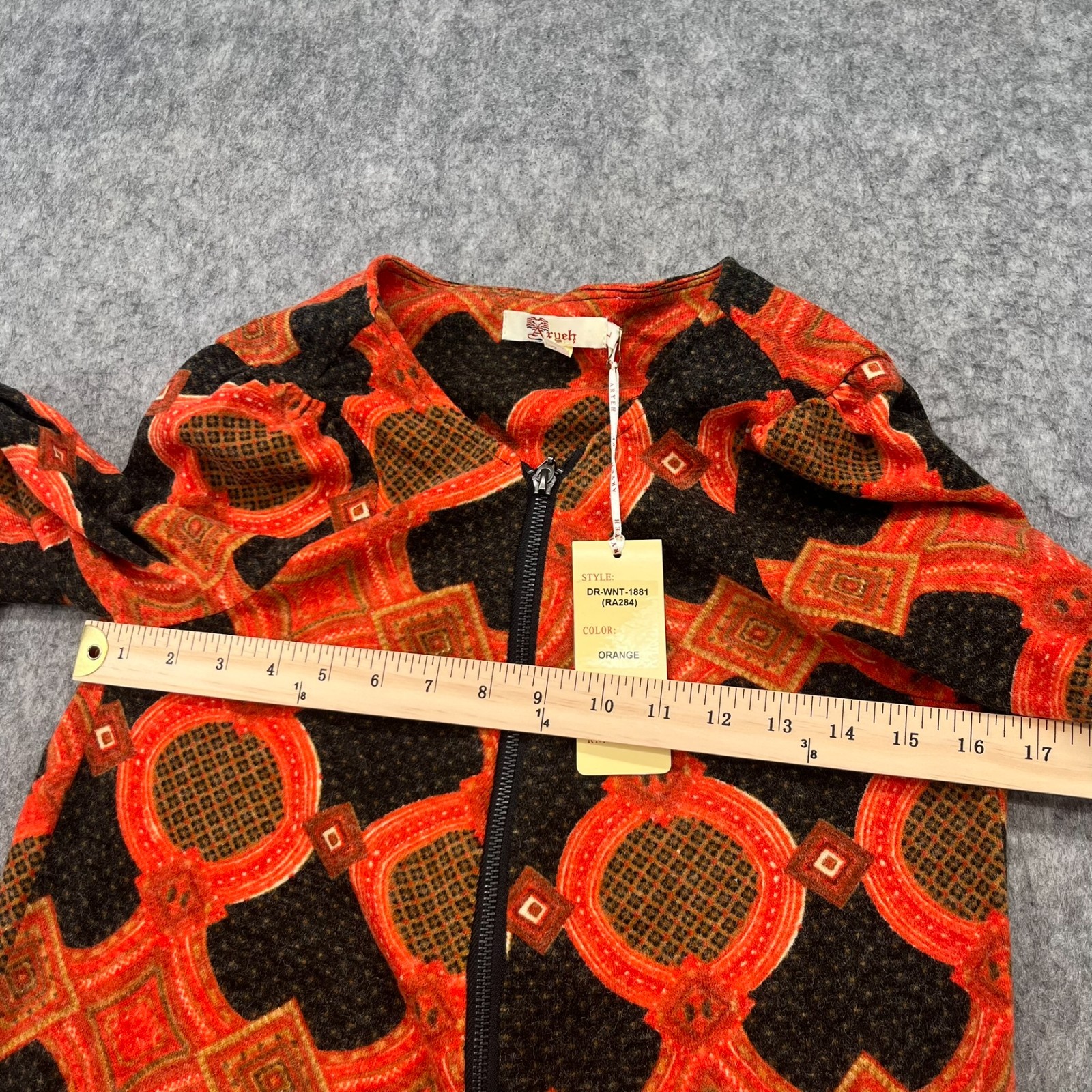 Aryeh Anthropologie Abstract Print Sweater Dress Shift Size L Orange Black NEW
