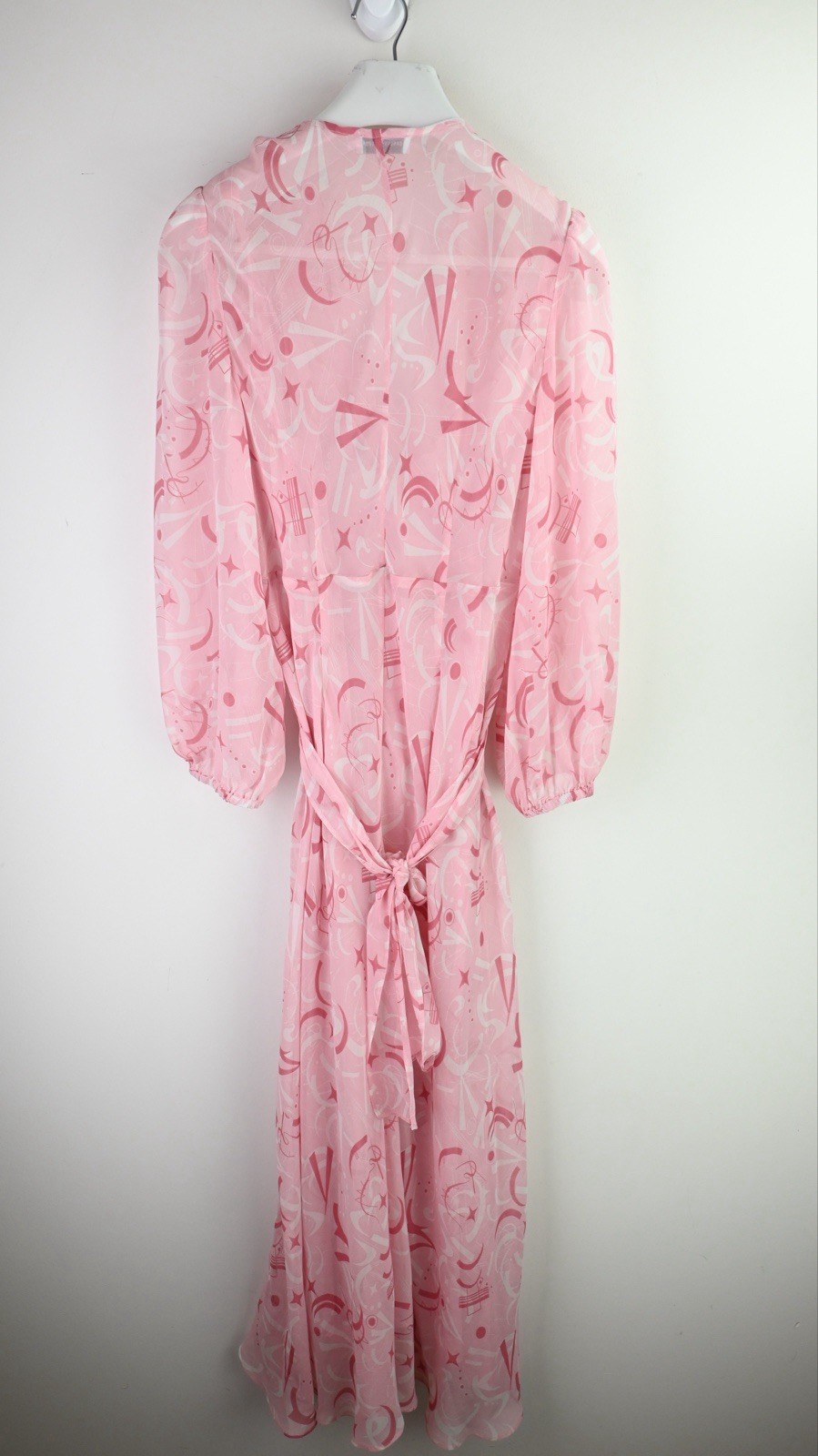 Scanlan Theodore 2 piece cross front silk long sleeve dress in blush size M/UK10