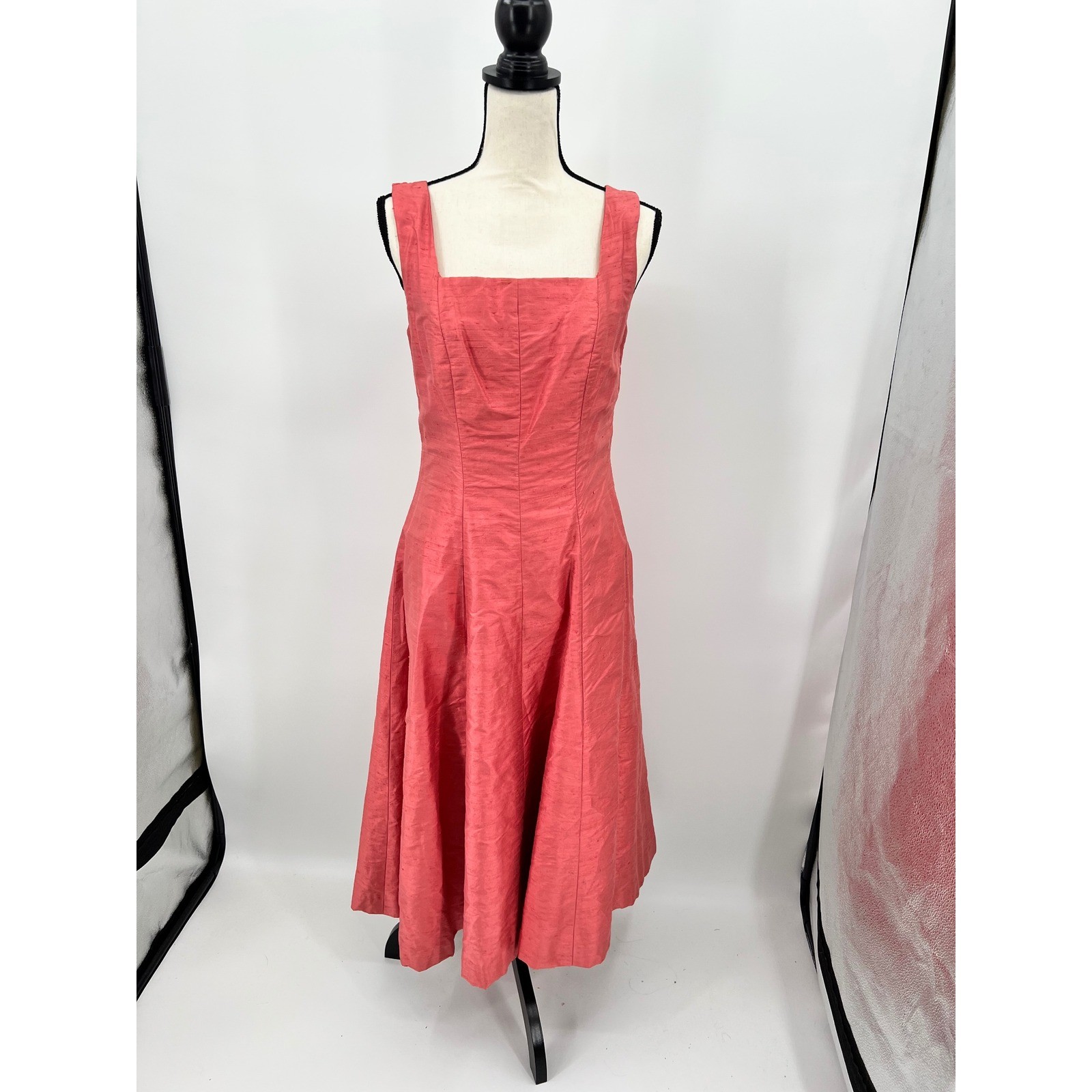 Watters and Watters Vintage 90s Raw Silk Bridesmaid Dress | Coral | Size 8