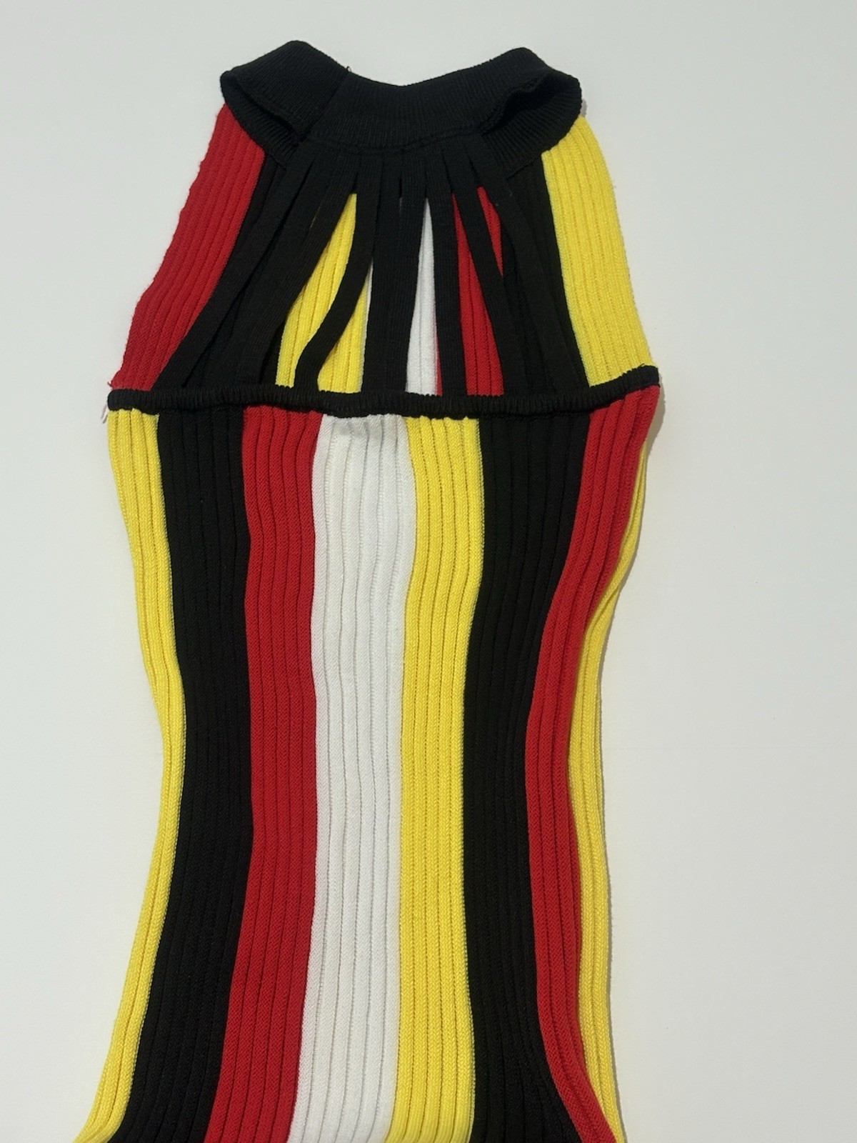Sleeveless Ribbed Bodycon Dress in Red, Yellow, Black & White