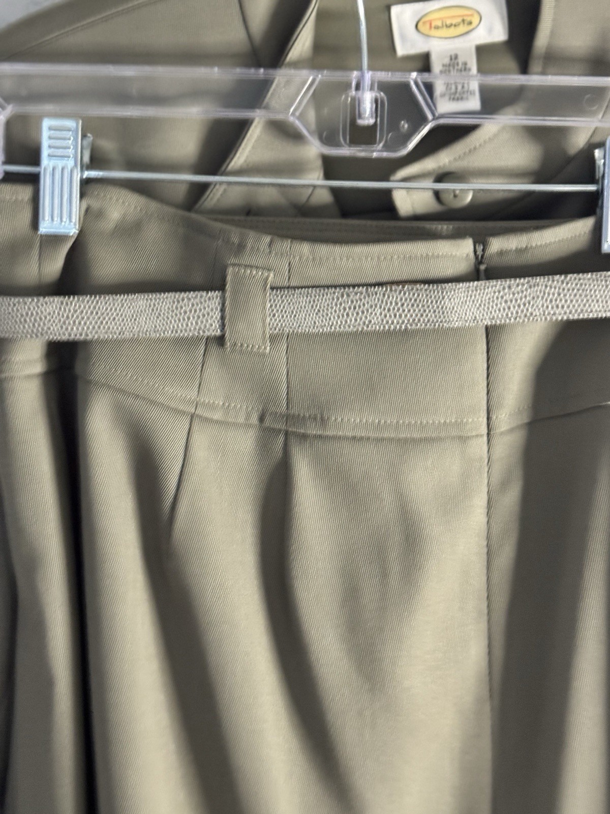Vtg Talbots 2 Piece Skirt & Jacket Set 12P Olive Green Career Workwear Suit USA