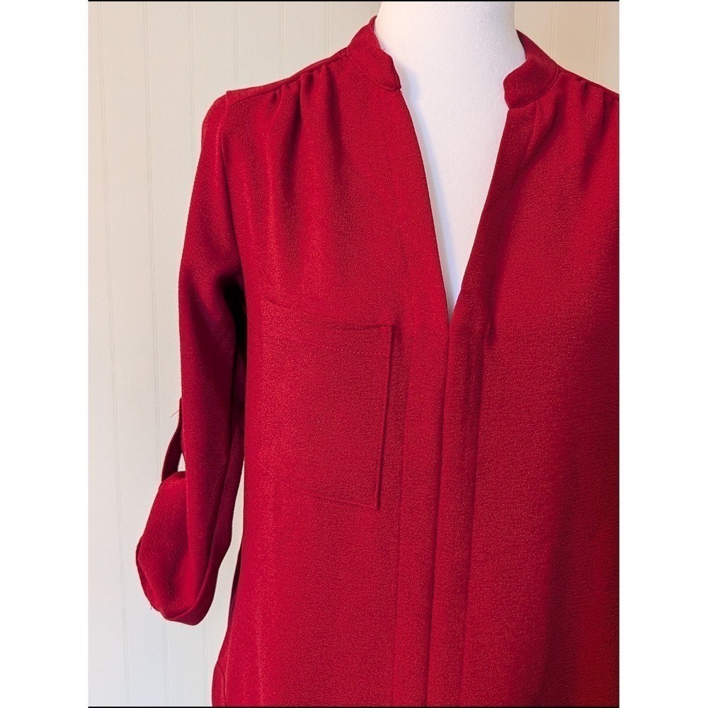 LUSH Split-Neck Cranberry Tunic Shirt Dress w/Pockets Size XS