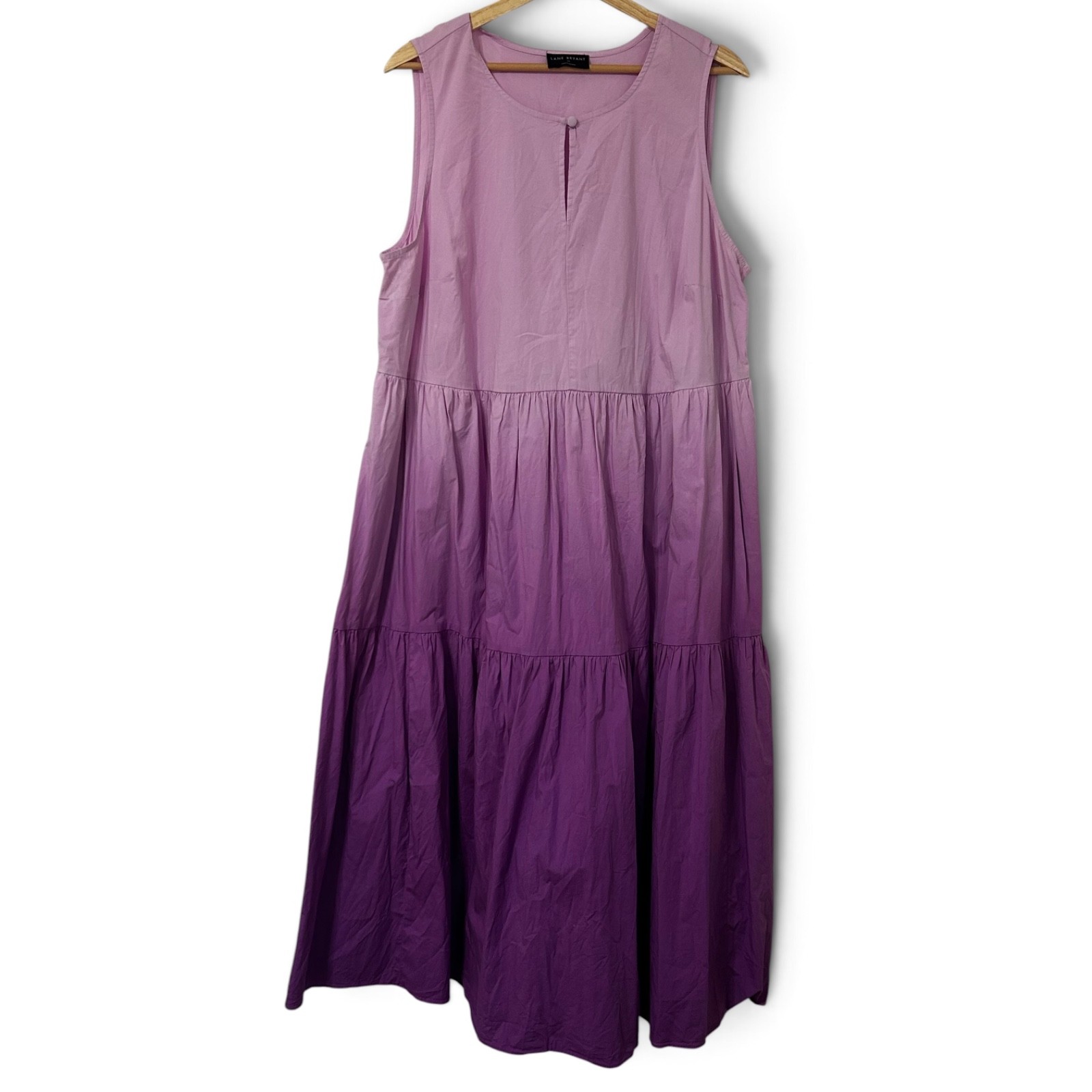 Lane Bryant Keyhole Button-Neck Tiered Maxi Dress Ombré Plus Size 18 EUC