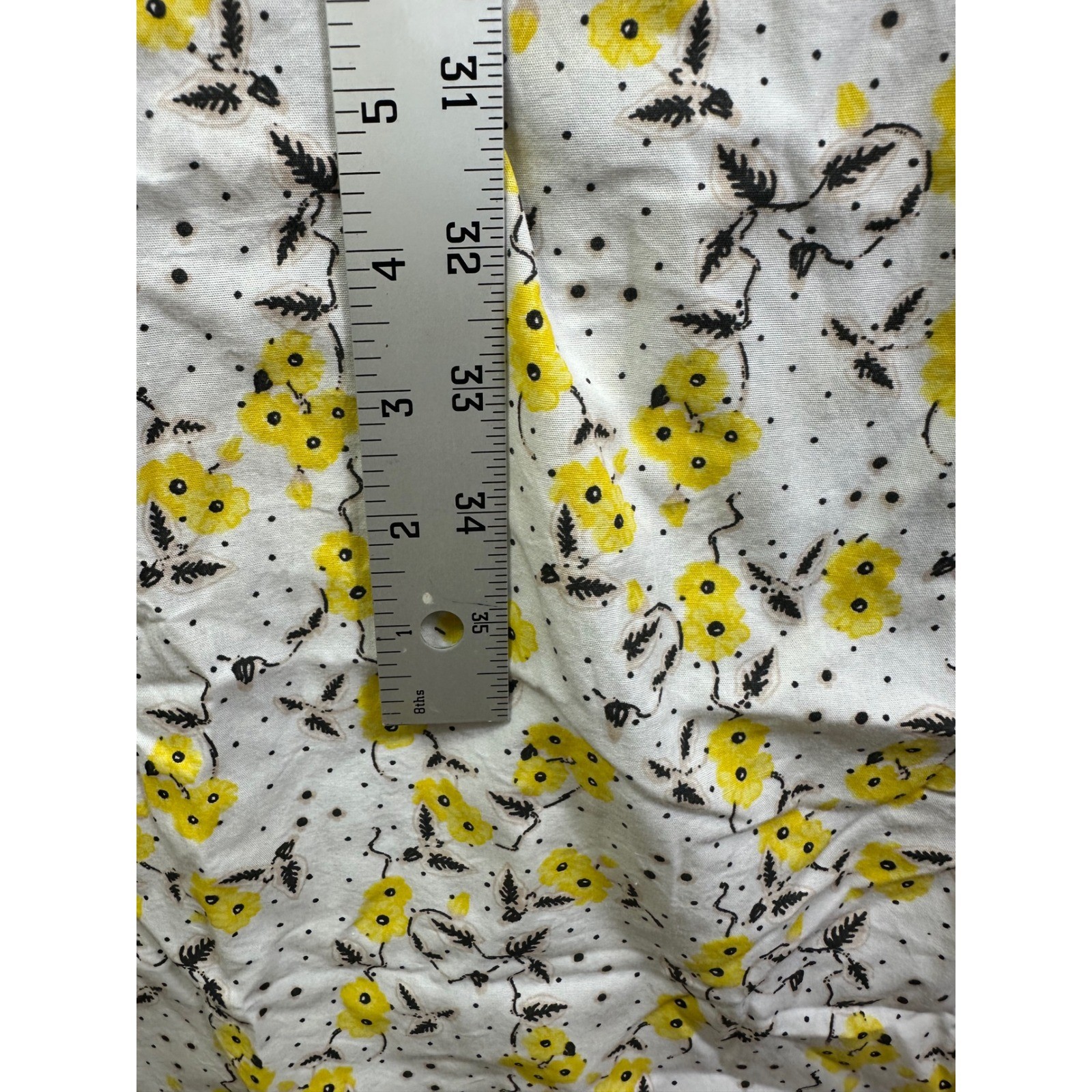 National 1X New Floral Polka Dot Snap Front Duster House Dress White Yellow 1952