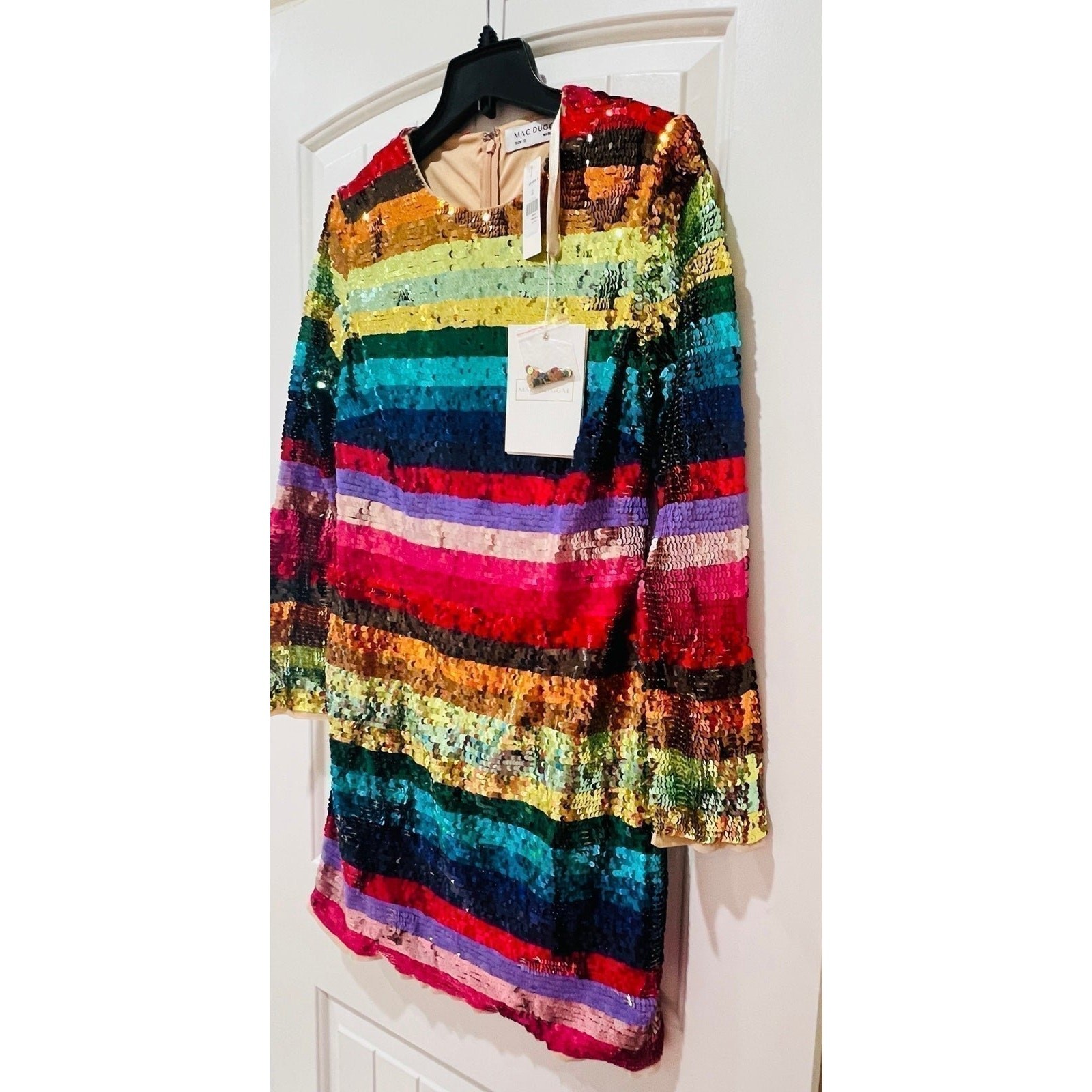 NWT❤️Anthro MAC DUGGAL RAINBOW SEQUINED MINI DRESS sz12