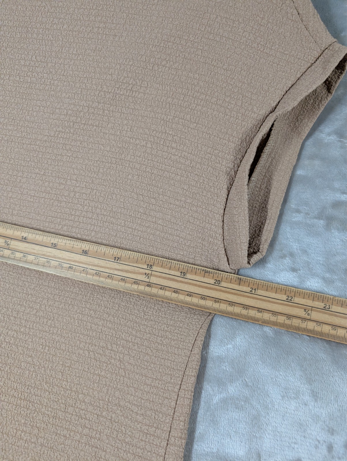 Emery Rose Camel Beige Textured Plisse Midi Dress Size S Small Pit To Pit 20″