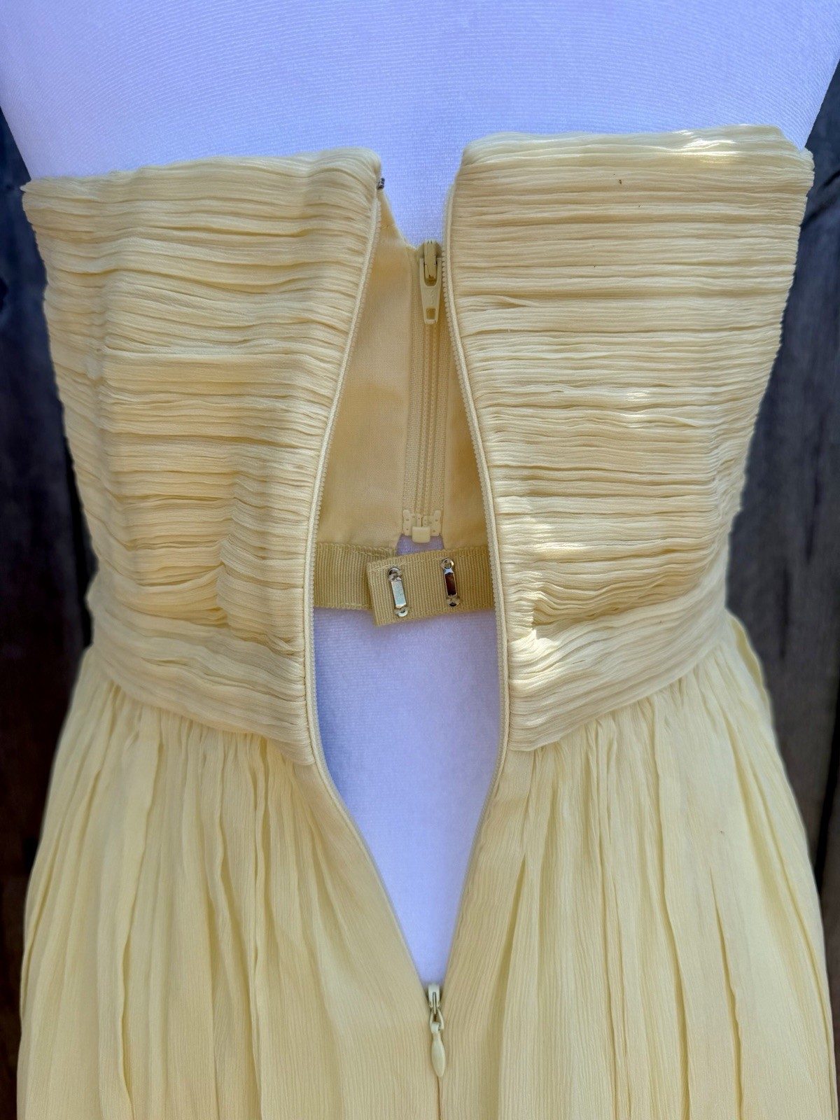 J.Crew Nadia Silk Chiffon Strapless Pleated Dress Champagne Size 6 NWT