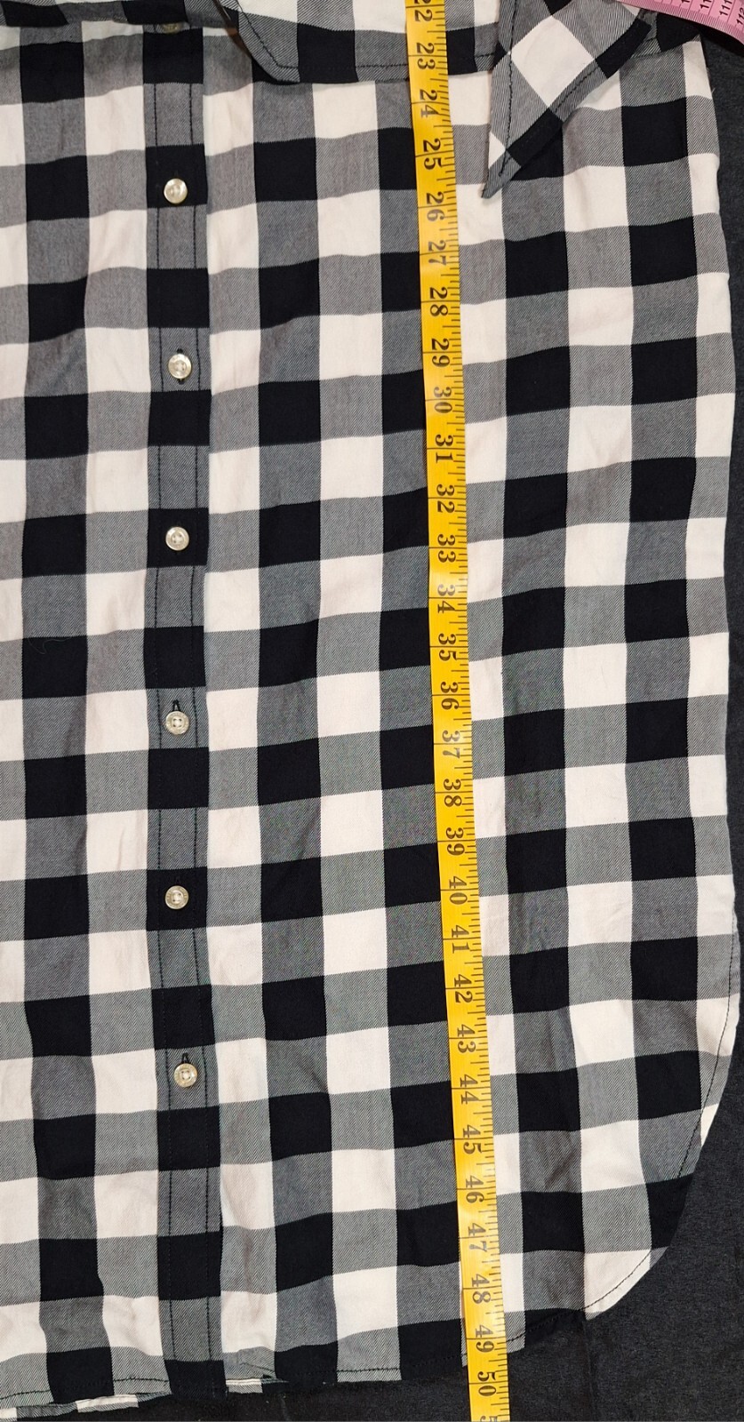 Ralph Lauren Women Black And White Plaid Flannel Dress Size 12 Side Pockets