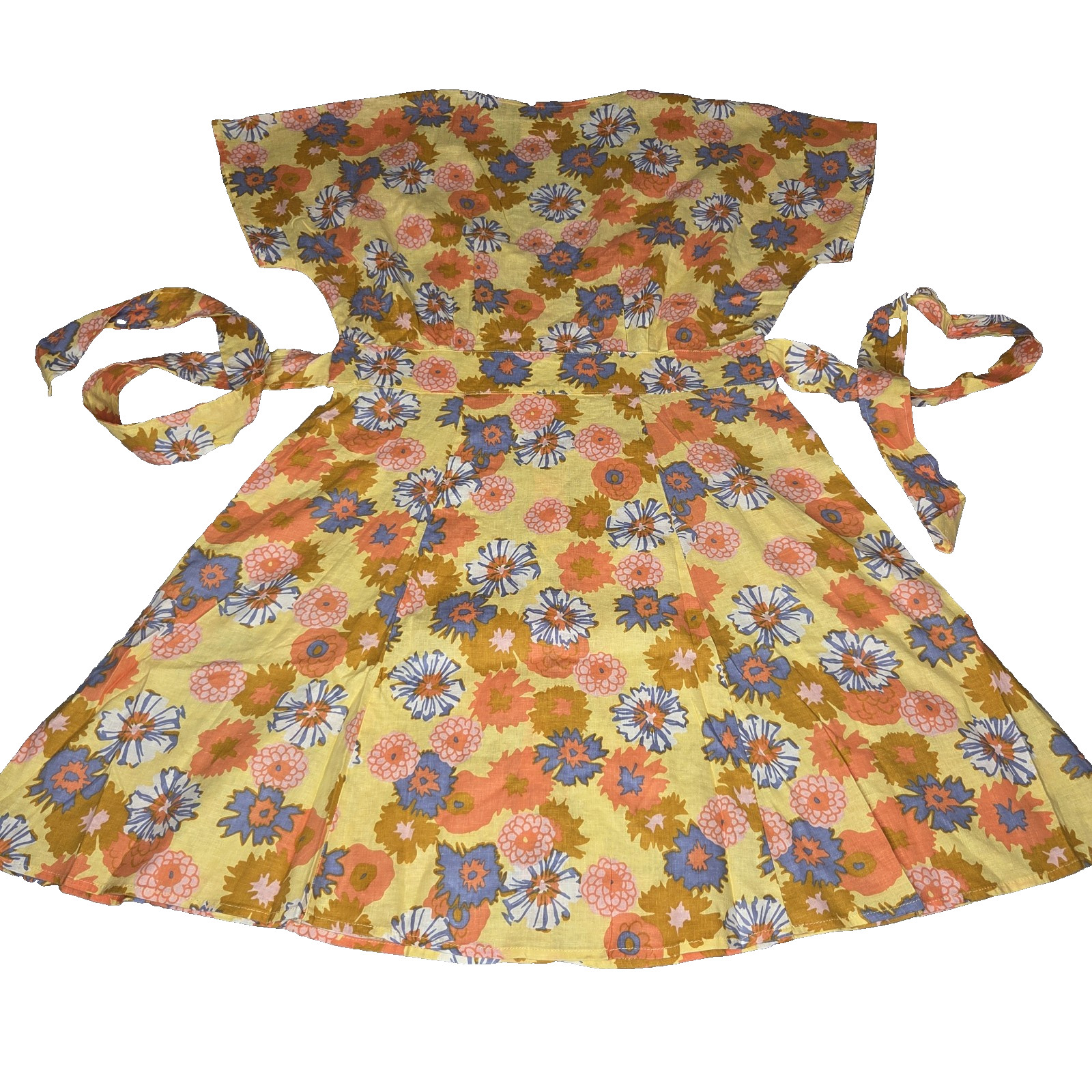 Marine Layer Button Front Yellow Vintage L Floral Short Sleeve Camila Dress NWT