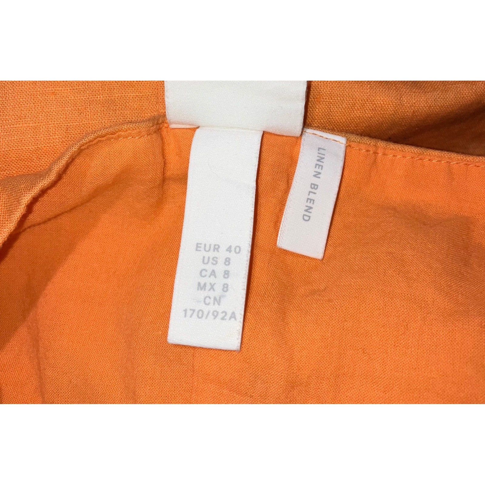 Chic Mini Dress 8 Orange Linen Cotton Lightweight Lined Vibrant Boho Festival