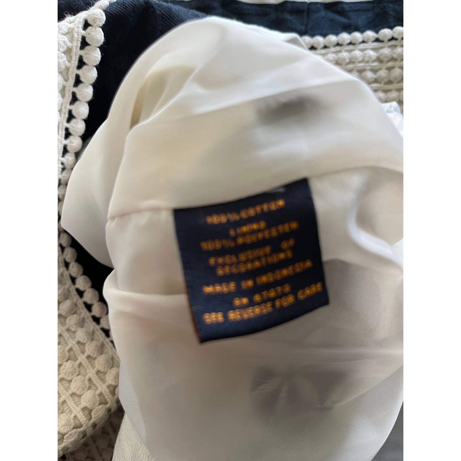 Just Taylor Womens Navy White Striped Pom Pom Trim Sheath Dress Size 8 V-Neck