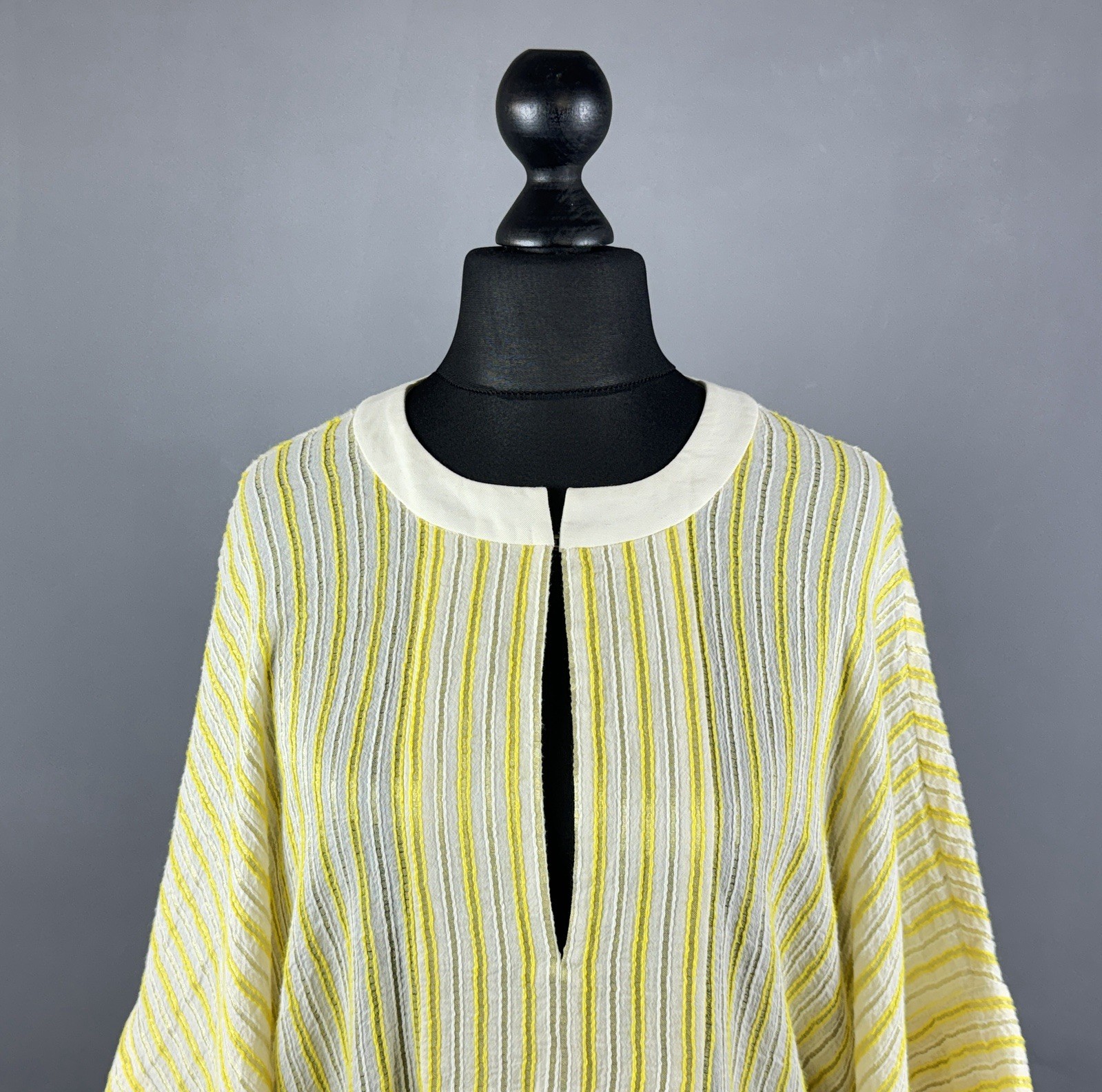 ZEUS DIONE Yellow Striped Oversize Kaftan Style Kimono Dress Size 44