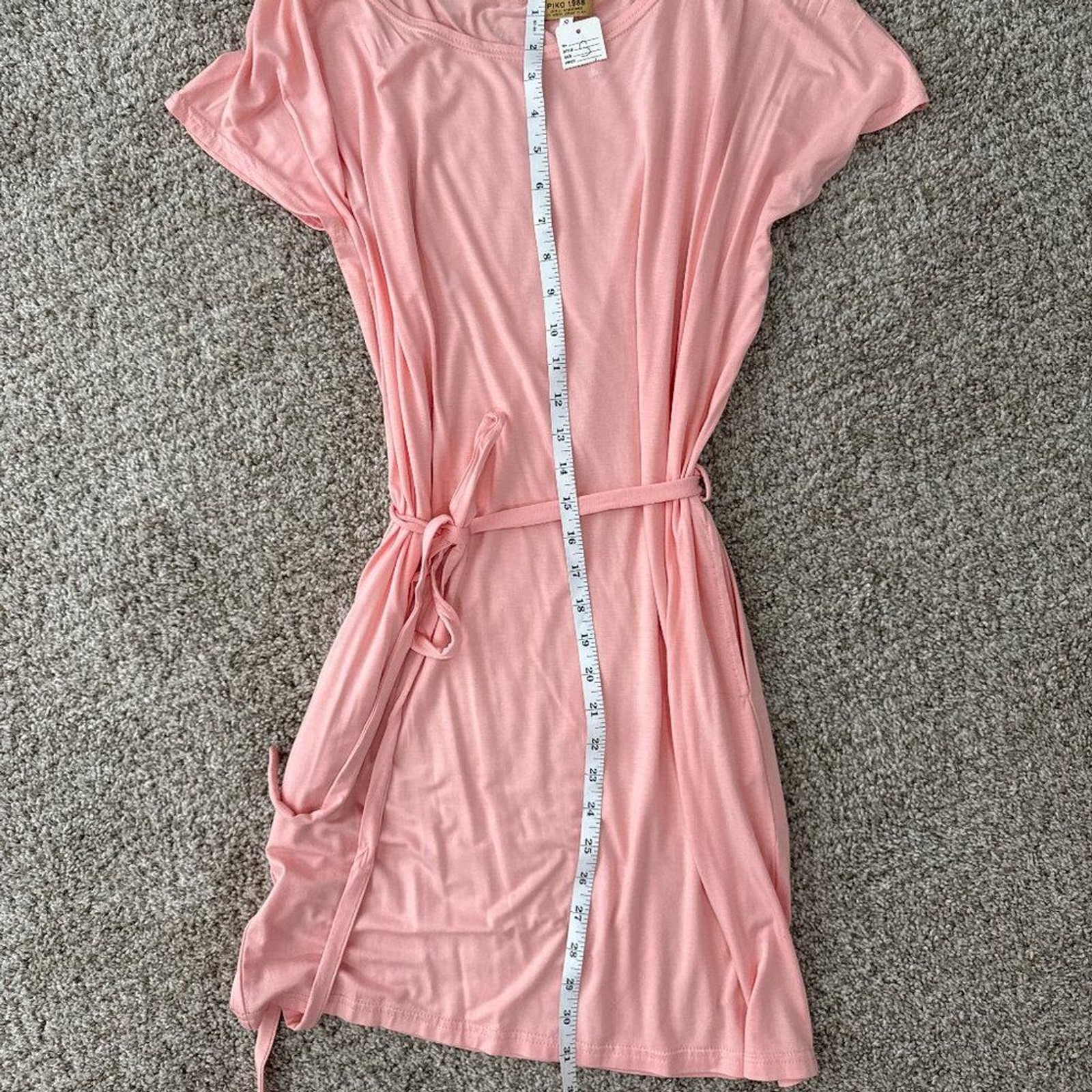 PIKO 1988 Authentic Tie Waist Dress Pockets Bamboo Spandex NWT! Pink Size Small