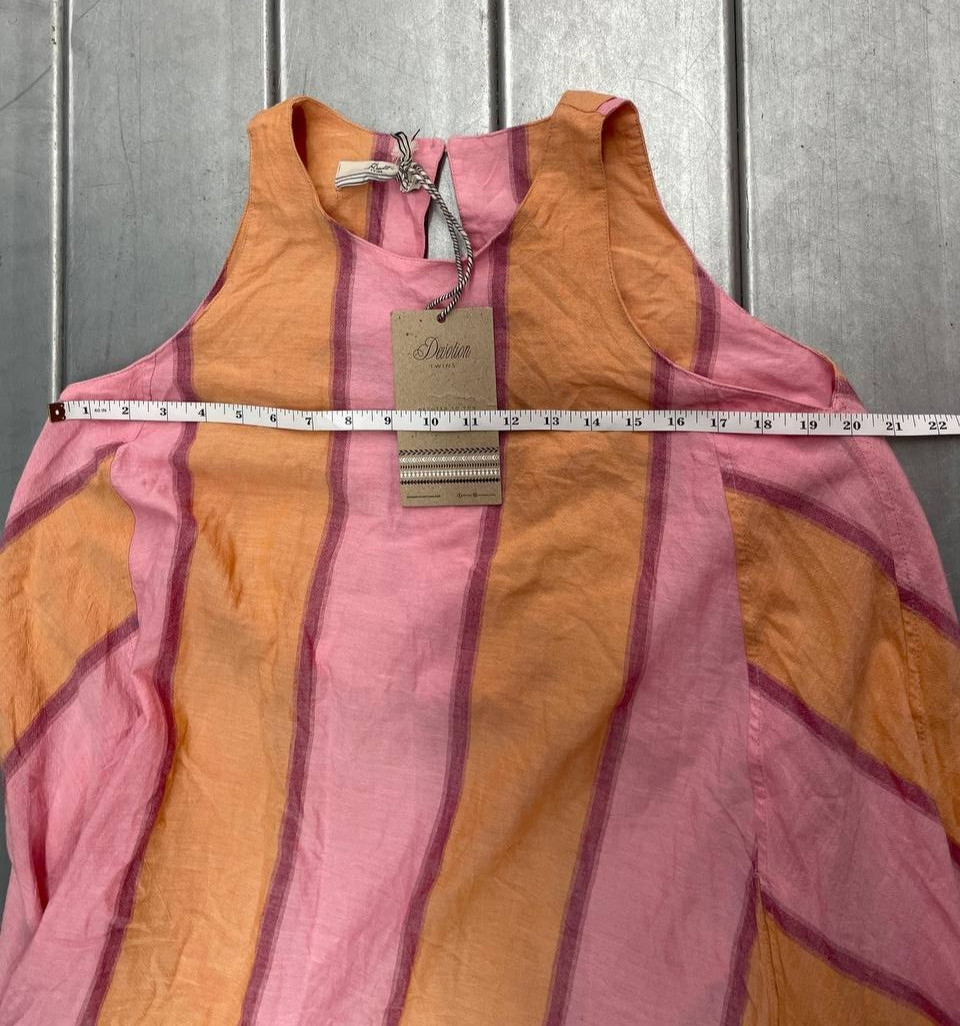Devotion Twins Oversize Flowy Maxi Dress Womens One Size Pink Orange Boho NWT