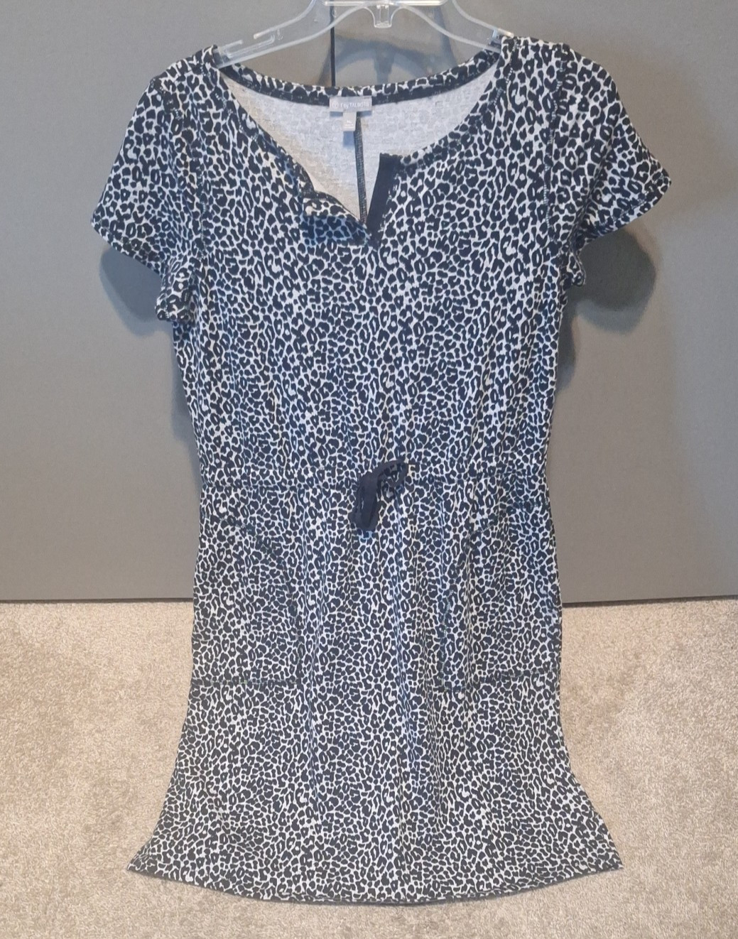 T By Talbots Animal Print Jersey Split Neck Dress Women’s MP, Pull Over, Stretch