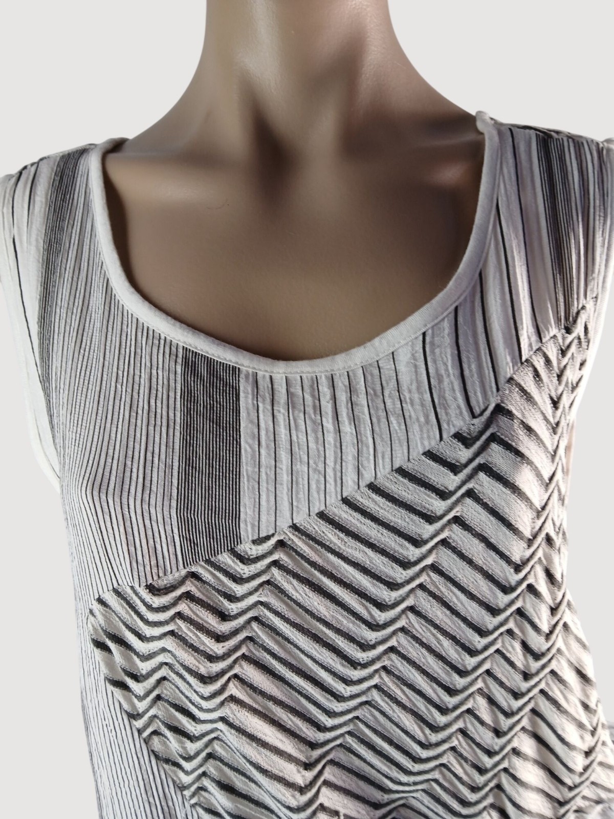 Radzoli Sleeveless Black White Patchwork Panel Tiered Dress XL Asymmetrical