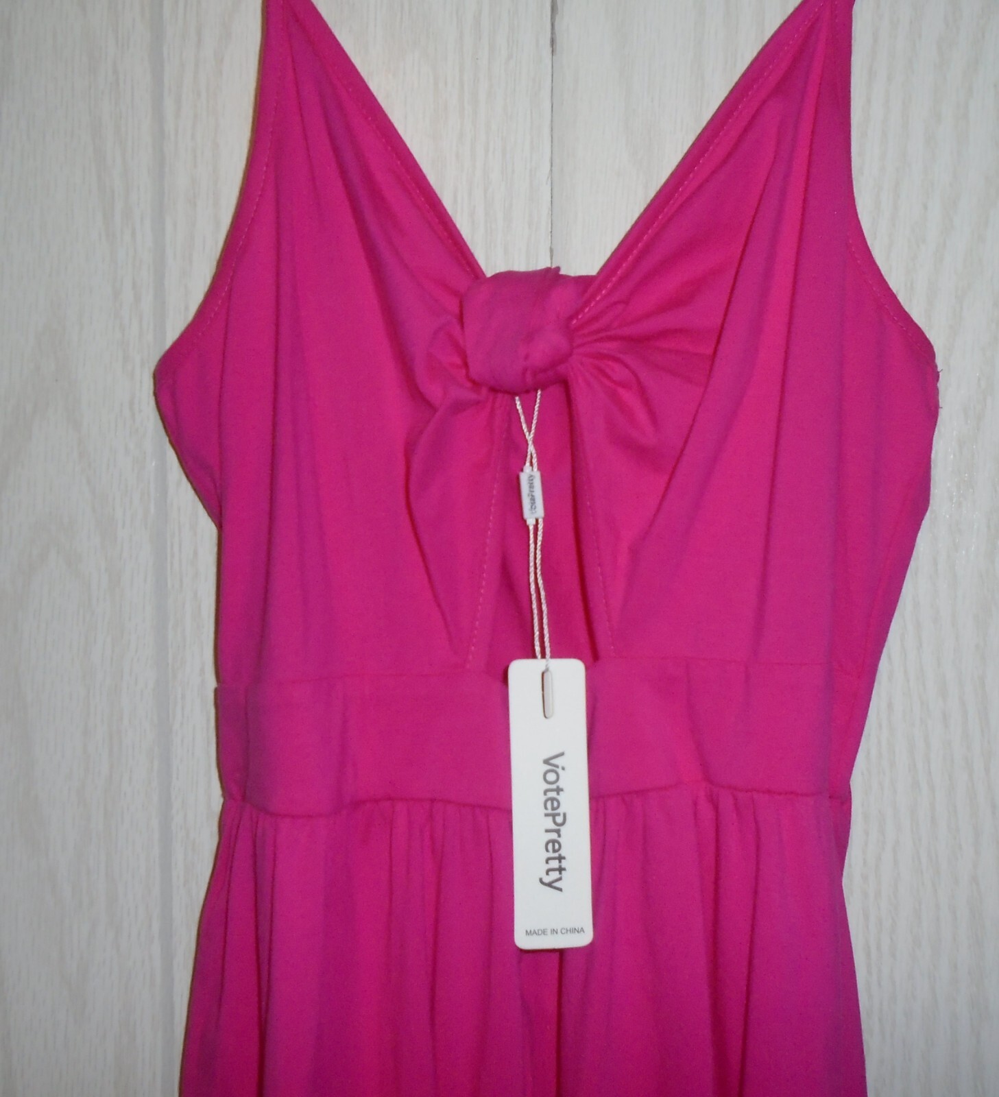 Vote Pretty Keyhole Tie Neckline Pockets Babydoll Sun Dress Pink Size LARGE NWT