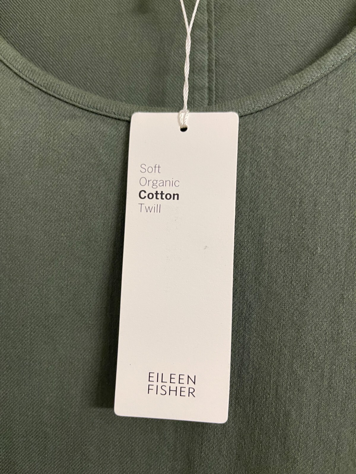 NWT $208 Eileen Fisher Nori Soft Organic Cotton Twill Scoop Neck Dress Large