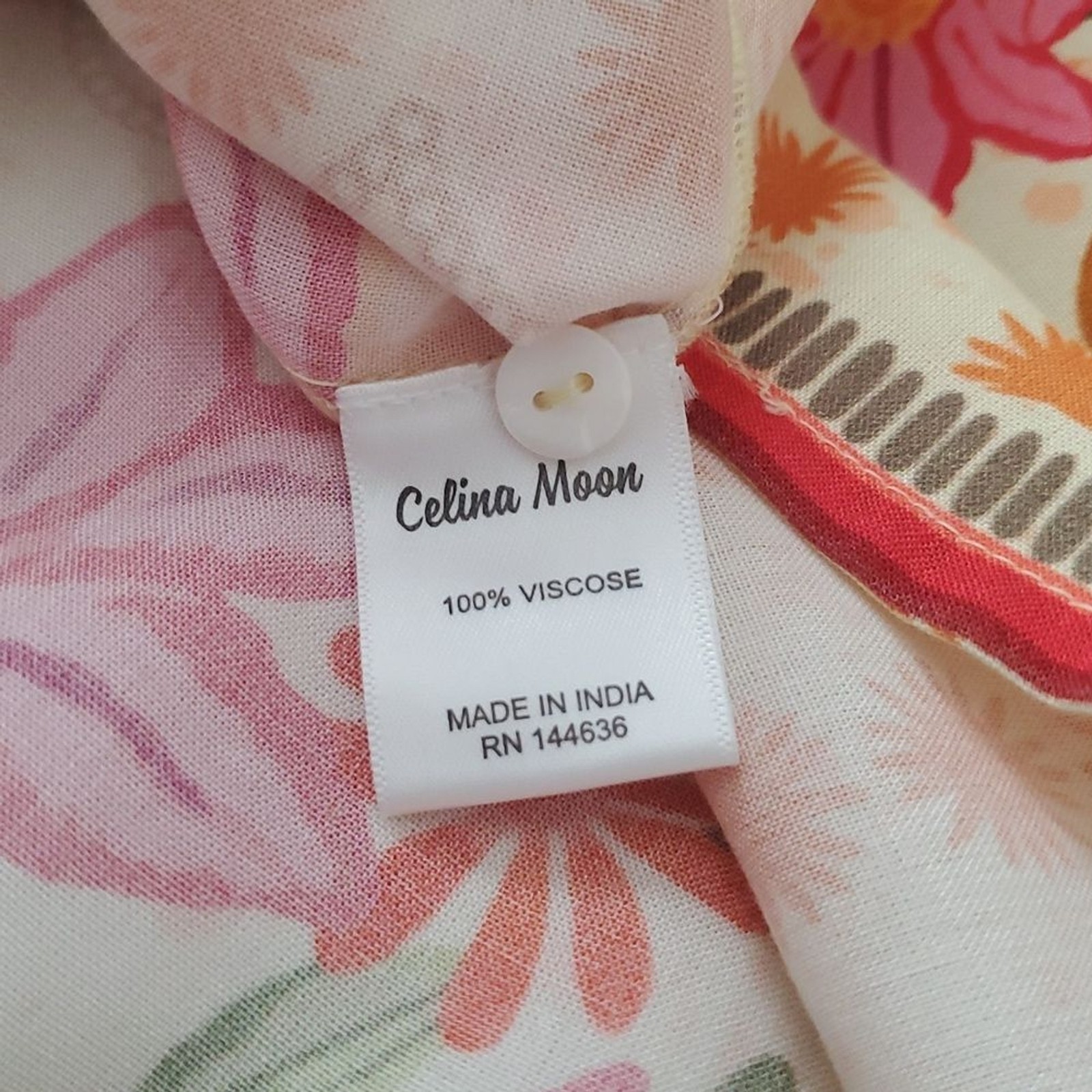 NWT Celina Moon Floral Boho Tunic Dress Bell Sleeve Pockets Large Resort