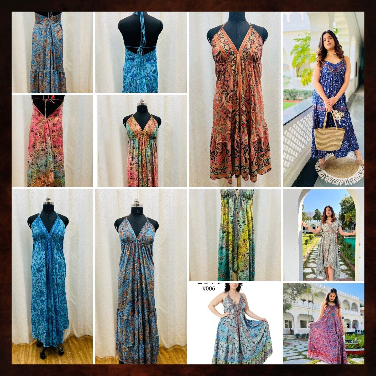 Wholesale Lot 20 PC Indian Silk Dress Casul Bohemian Halter Dress Beach Dress