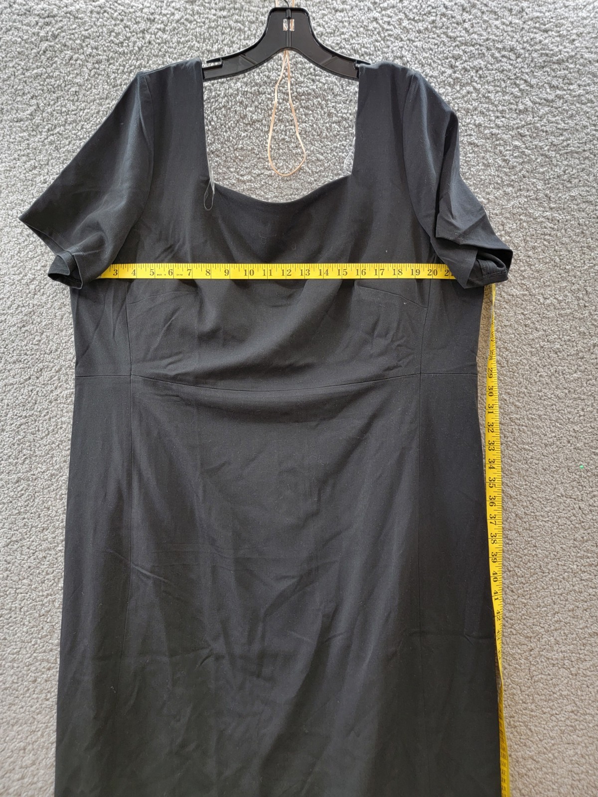 Rafaella Plus Size Gabardine Square Neck Short Sleeve Dress Women’s 20W Black