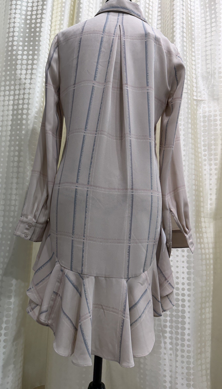 NWT BCBGMAXAZRIA Peggy Silk Blend Plaid Ruffle Hem Shirt Dress XXS $248