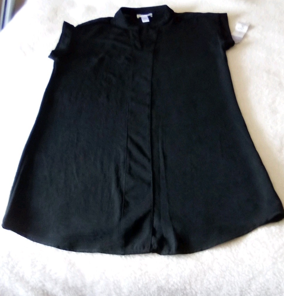 Just Be Black Shift Dress NWT [Insert Size] Mandarin Collar Split V-Neck Swing M