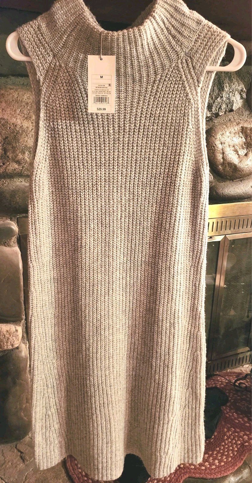 A New Day Heather Gray Knit Sleeveless Mock Turtleneck Sweater Dress Small- NWT