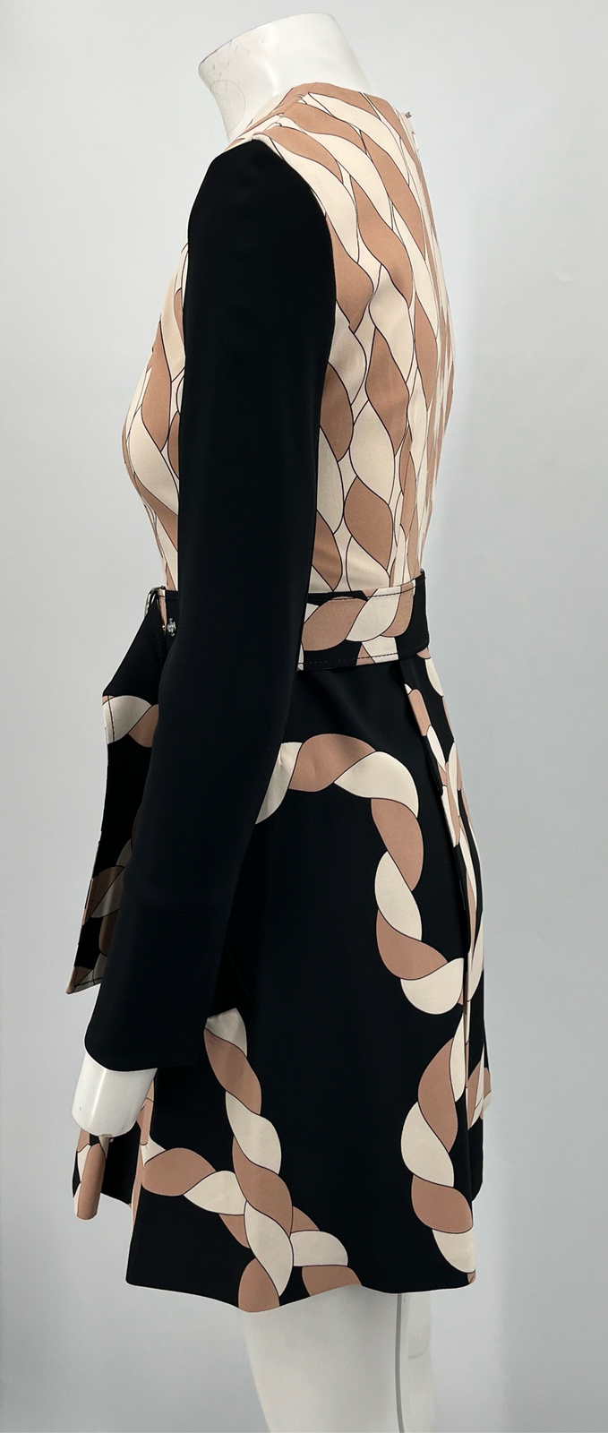 Sportmax ALTERED Abstract Printed Belted Faux-Wrap Dress sz 4