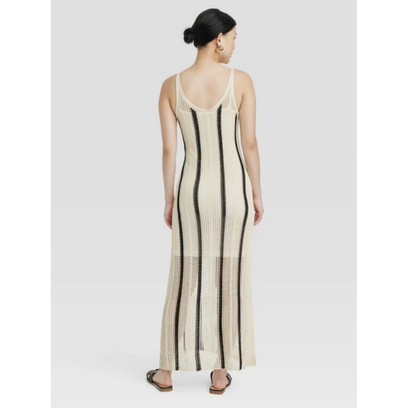Women’s Open Work Maxi Sundress – A New Day Cream/Black Striped S