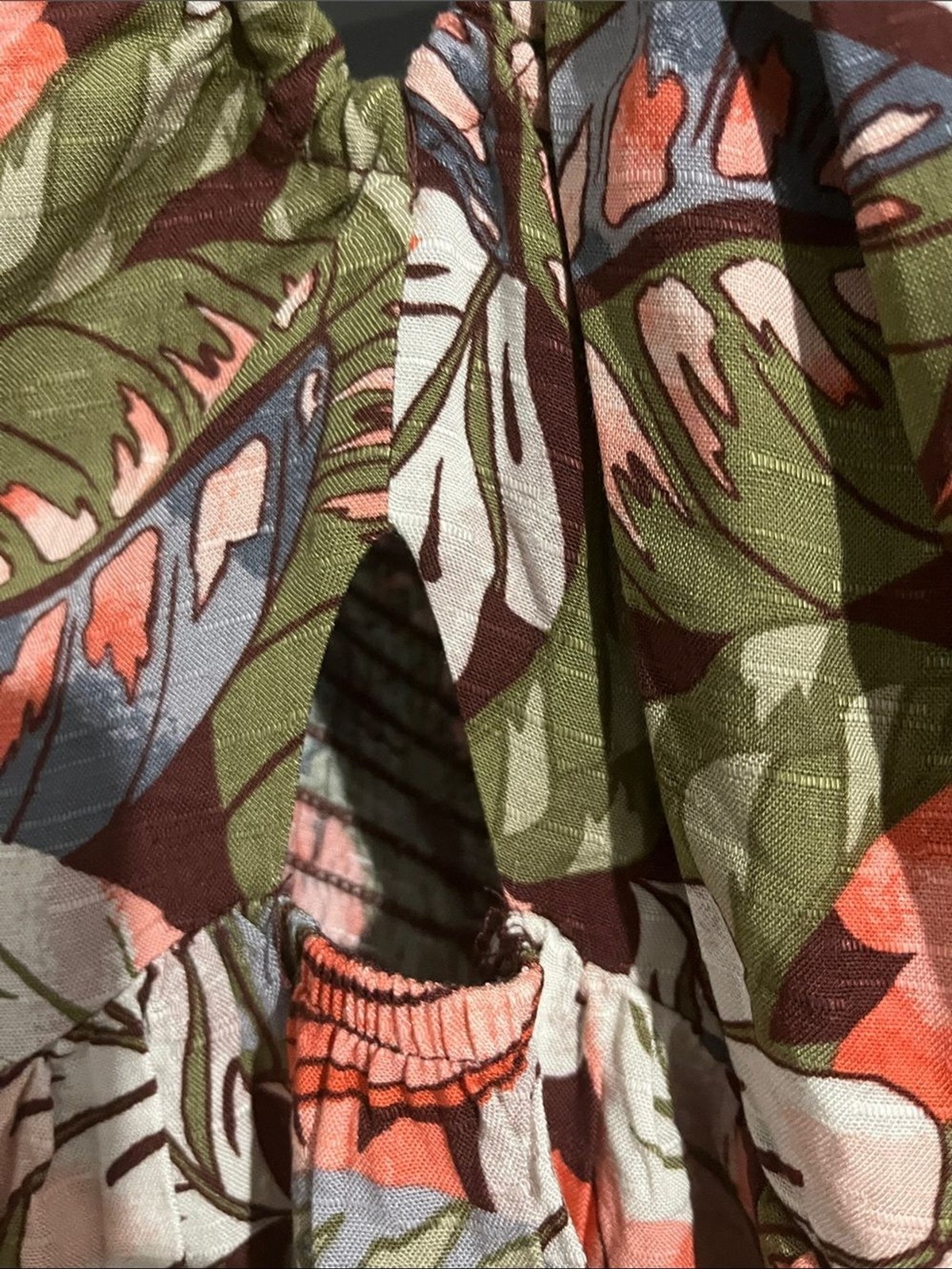 wild fable Tropical Halter Maxi Dress in Olive, Coral & Cream
