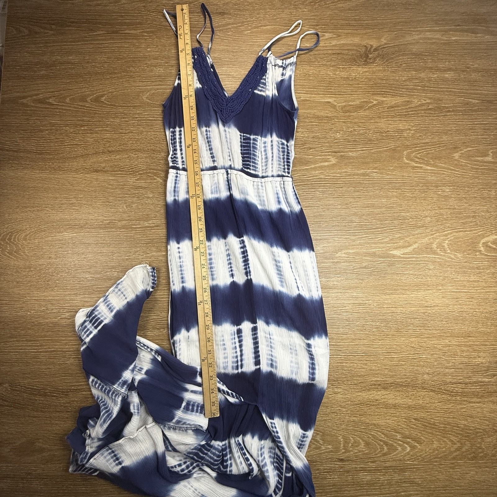 Flying Tomato Maxi Dress Women’s S Blue White Tie Dye Sleeveless Boho Coastal