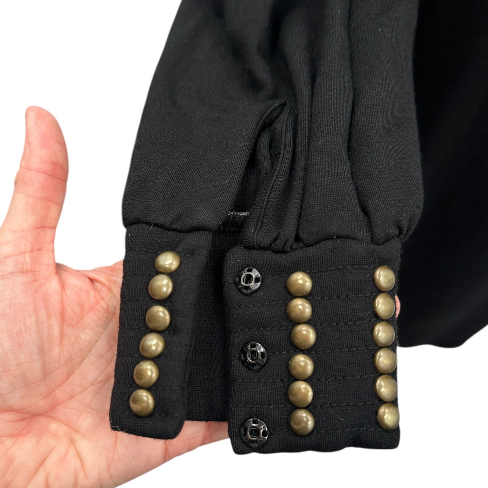 Sweetees Black Mock Neck Studded Cuff Long Sleeve Dress Medium Stretch