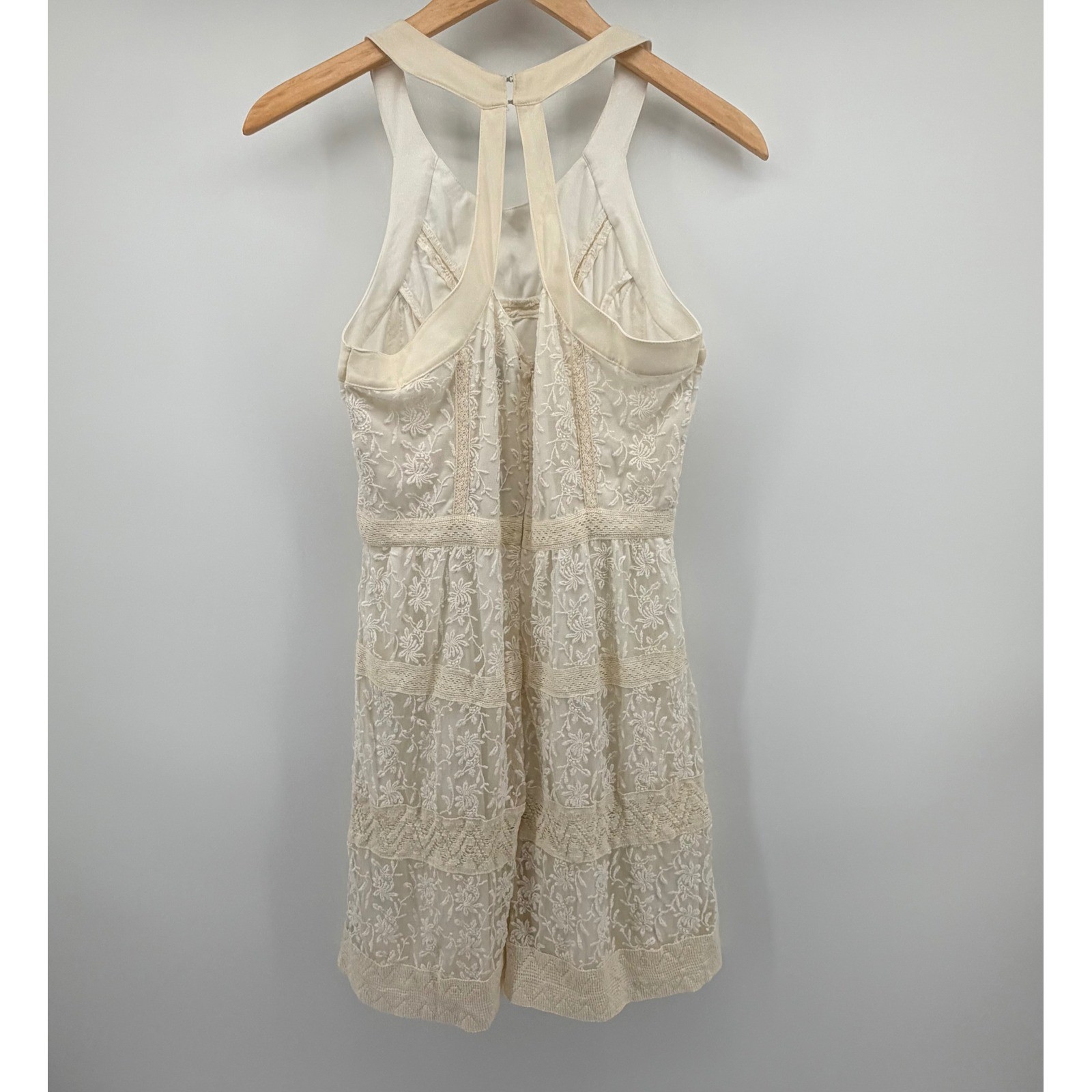 American Eagle Lace Mini Dress Womens 8 Cream Boho Crochet Strappy Back NWT