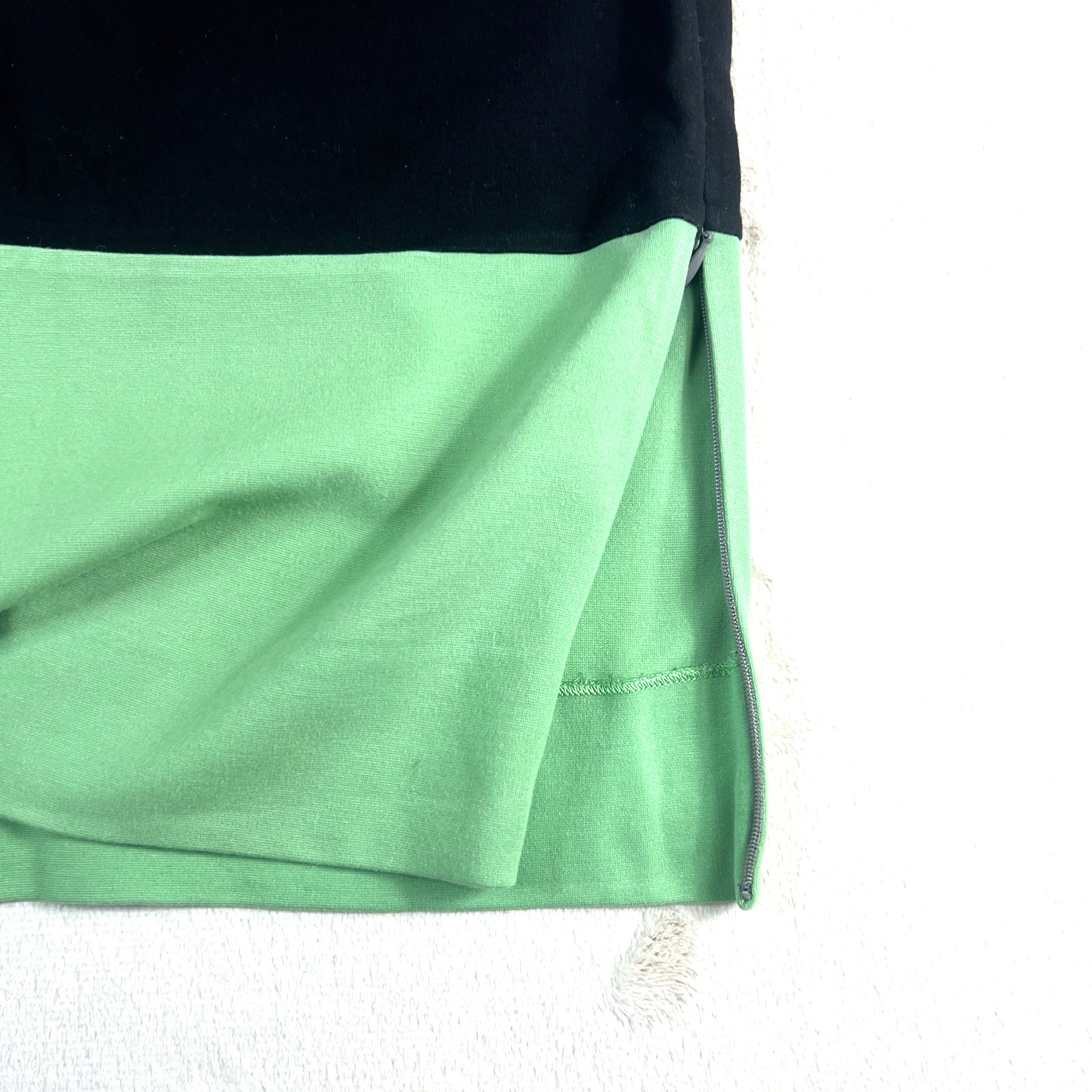 DVF Diane von Furstenberg Gray Blue Green Colorblock Sheath Dress 8 Bodycon Zip